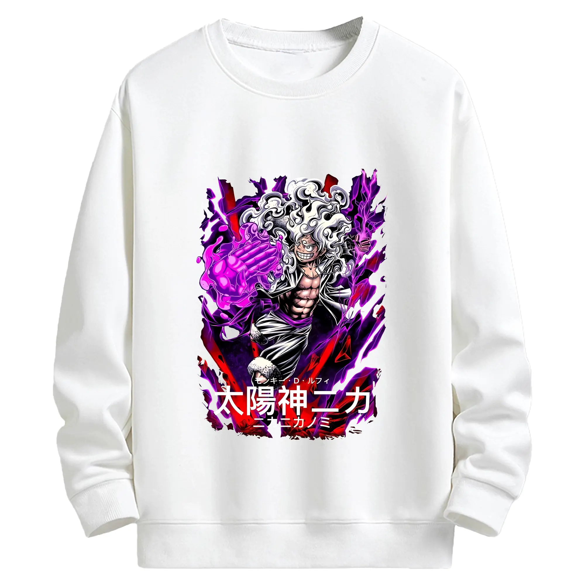 ワンピース グッズ モンキー・D・ルフィ - キッズ クルーネックスウェットシャツ ・ フロントプリント ・ 綿80％ ポリエステル20％ ・ 快適 通学 スポーツ 日常使い お散歩用