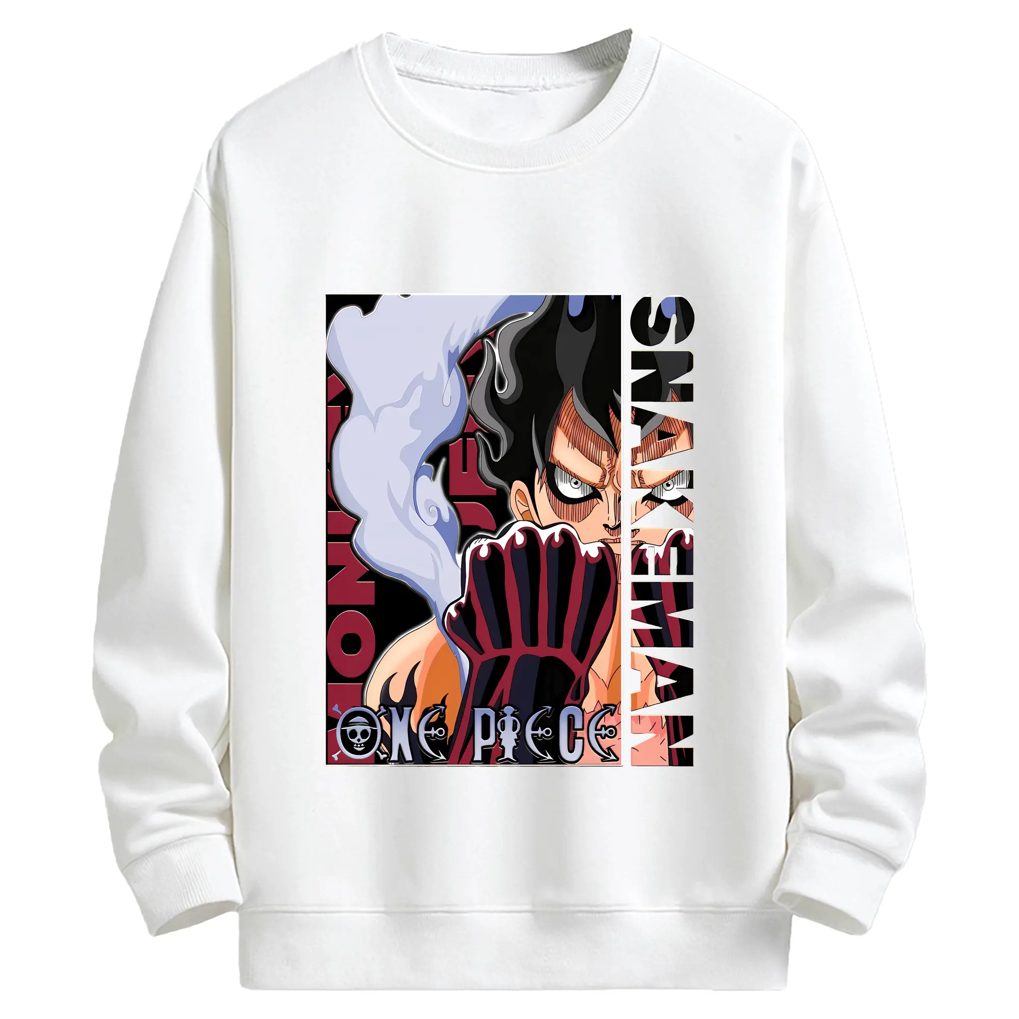 ワンピース グッズ モンキー・D・ルフィ - キッズ クルーネックスウェットシャツ ・ フロントプリント ・ 綿80％ ポリエステル20％ ・ 快適 通学 スポーツ 日常使い お散歩用