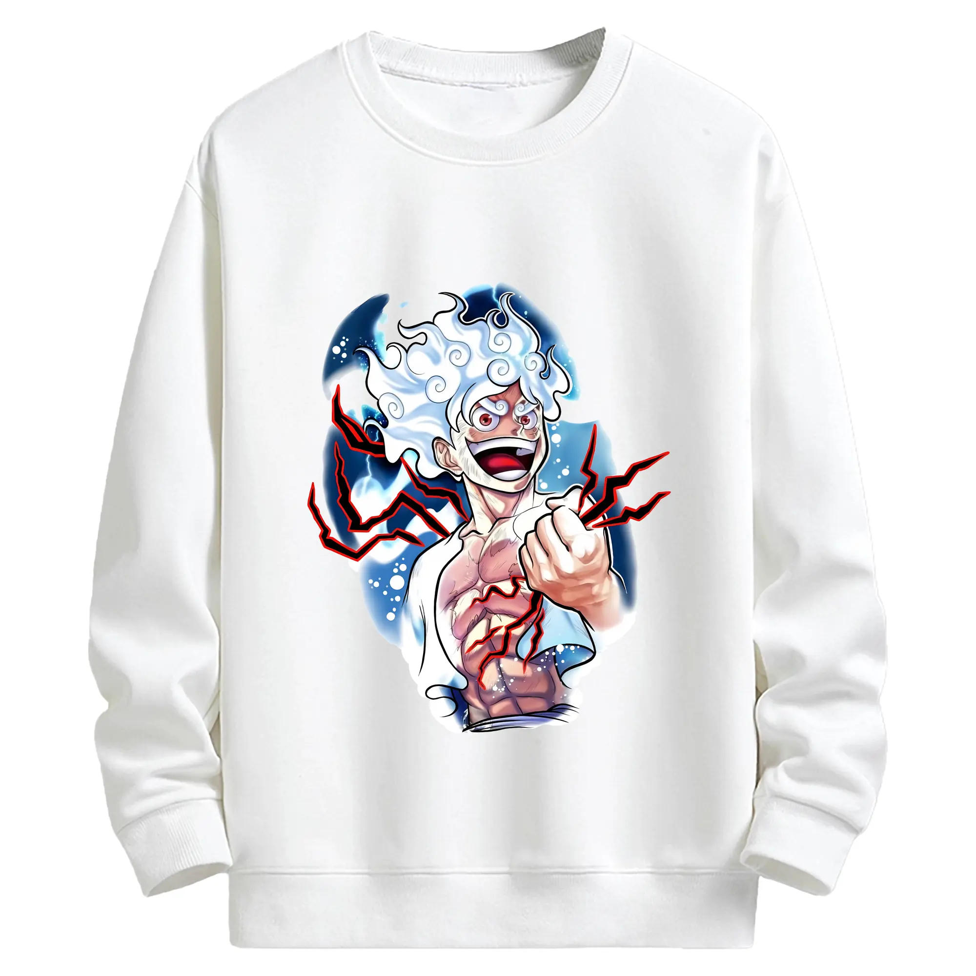 ワンピース グッズ モンキー・D・ルフィ - キッズ クルーネックスウェットシャツ ・ フロントプリント ・ 綿80％ ポリエステル20％ ・ 快適 通学 スポーツ 日常使い お散歩用