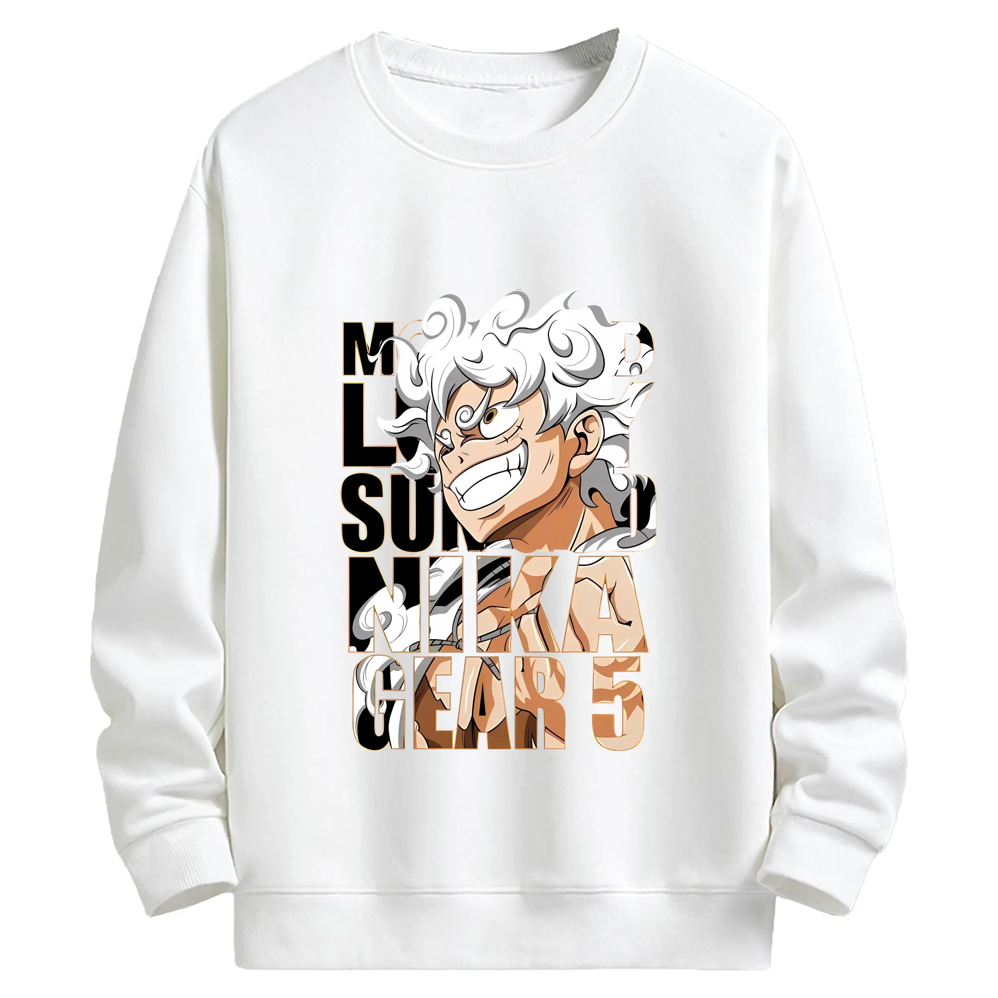 ワンピース グッズ モンキー・D・ルフィ - キッズ クルーネックスウェットシャツ ・ フロントプリント ・ 綿80％ ポリエステル20％ ・ 快適 通学 スポーツ 日常使い お散歩用