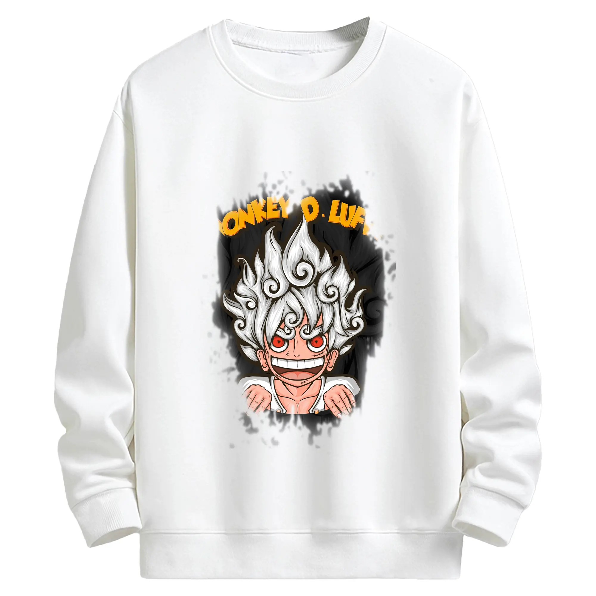 ワンピース グッズ モンキー・D・ルフィ - キッズ クルーネックスウェットシャツ ・ フロントプリント ・ 綿80％ ポリエステル20％ ・ 快適 通学 スポーツ 日常使い お散歩用