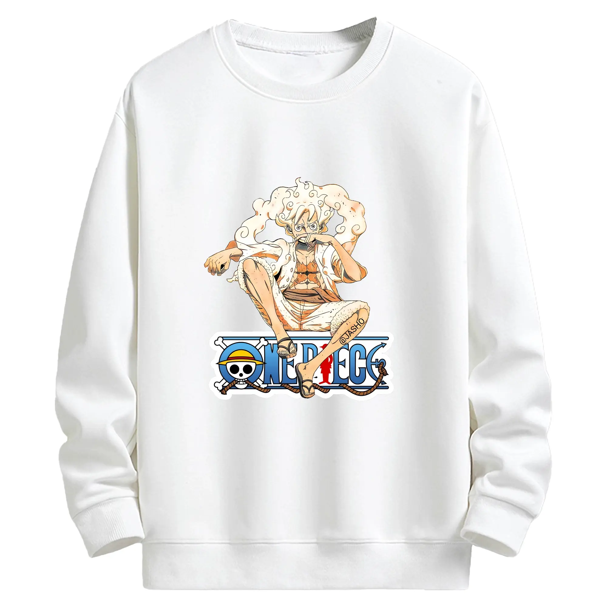 ワンピース グッズ モンキー・D・ルフィ - キッズ クルーネックスウェットシャツ ・ フロントプリント ・ 綿80％ ポリエステル20％ ・ 快適 通学 スポーツ 日常使い お散歩用