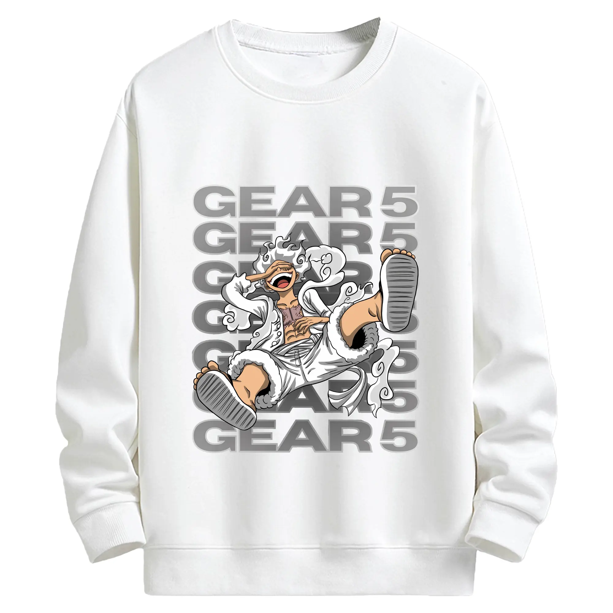 ワンピース グッズ モンキー・D・ルフィ - キッズ クルーネックスウェットシャツ ・ フロントプリント ・ 綿80％ ポリエステル20％ ・ 快適 通学 スポーツ 日常使い お散歩用