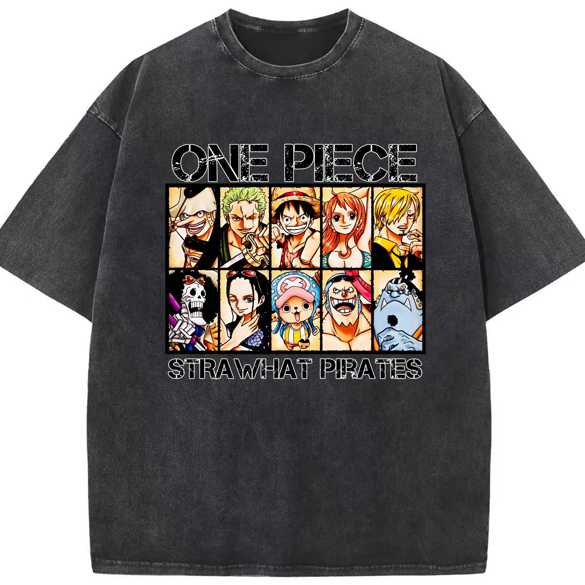 ワンピース グッズ モンキー・D・ルフィ - 綿100％ ヴィンテージ風 半袖Tシャツ ・ フロントプリント ・ 柔らか肌触り ・ 通気性 快適 ・ スポーツ カジュアル 外出用