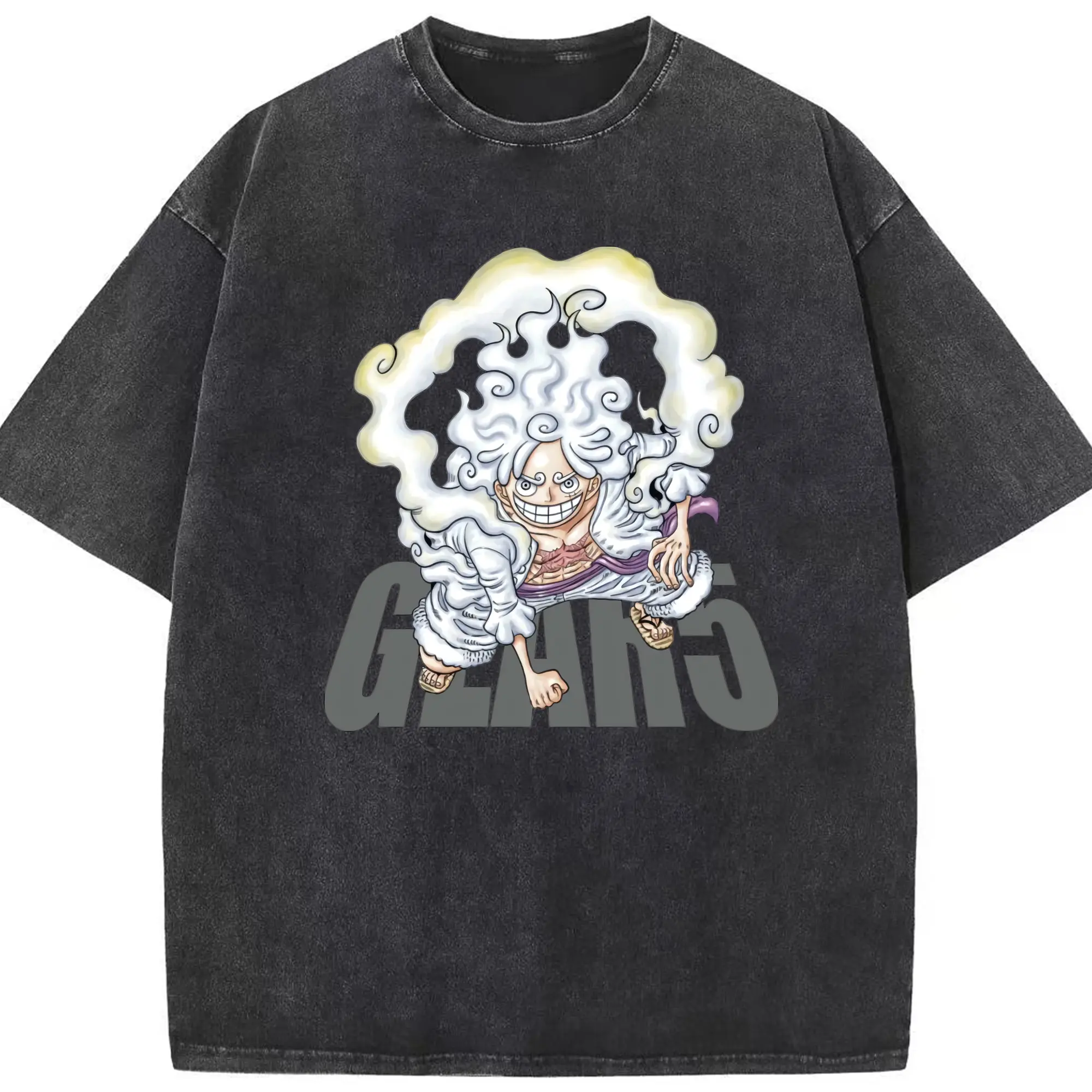 ワンピース グッズ モンキー・D・ルフィ - 綿100％ ヴィンテージ風 半袖Tシャツ ・ フロントプリント ・ 柔らか肌触り ・ 通気性 快適 ・ スポーツ カジュアル 外出用