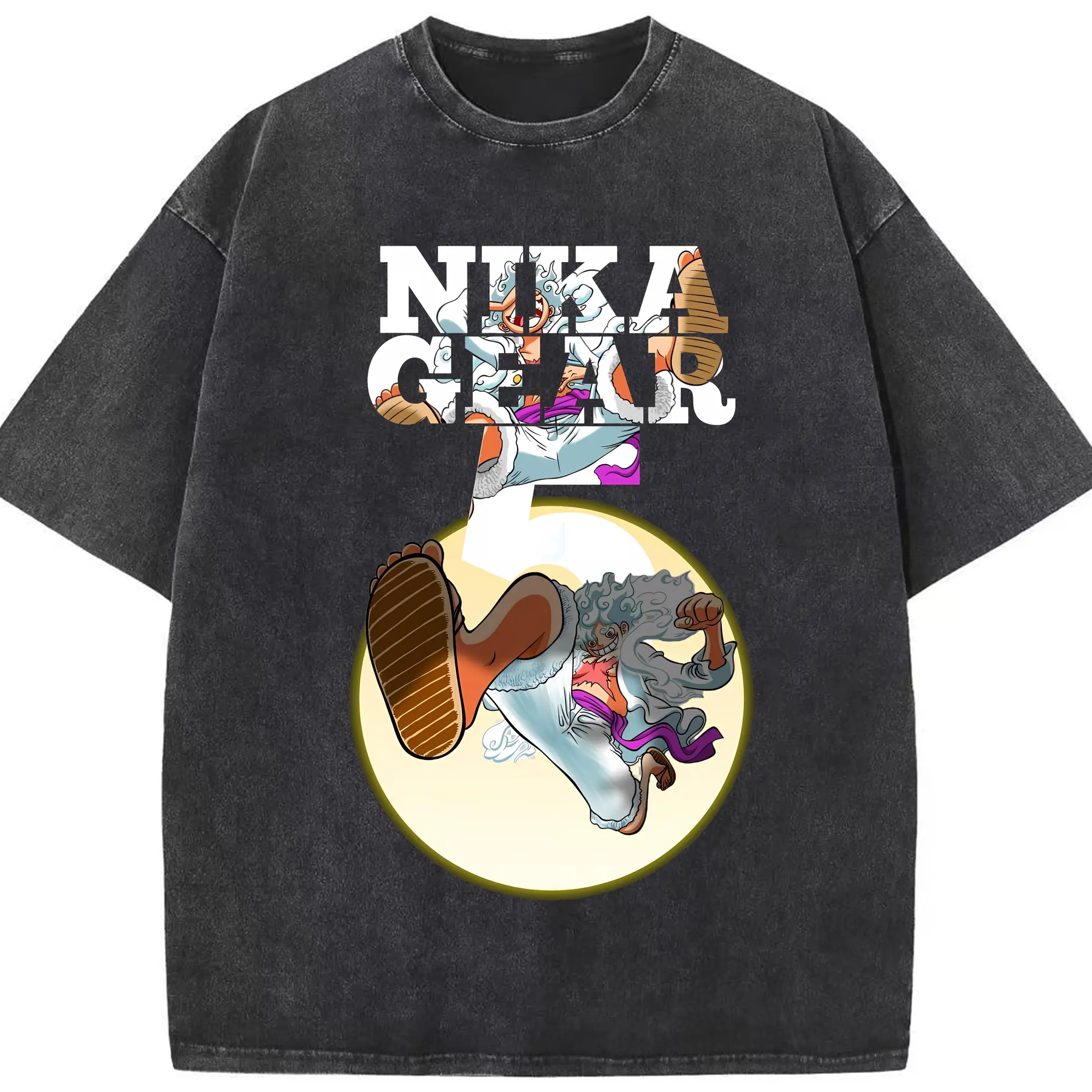 ワンピース グッズ モンキー・D・ルフィ - 綿100％ ヴィンテージ風 半袖Tシャツ ・ フロントプリント ・ 柔らか肌触り ・ 通気性 快適 ・ スポーツ カジュアル 外出用