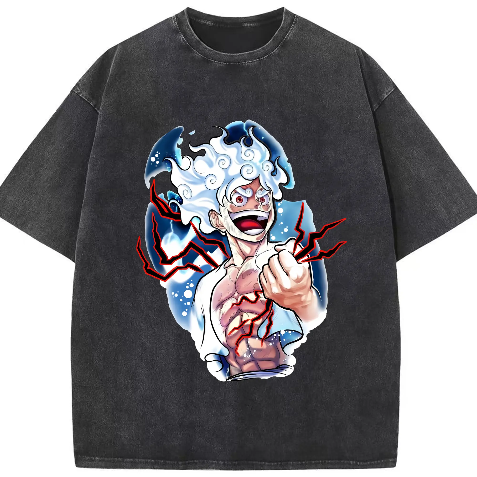 ワンピース グッズ モンキー・D・ルフィ - 綿100％ ヴィンテージ風 半袖Tシャツ ・ フロントプリント ・ 柔らか肌触り ・ 通気性 快適 ・ スポーツ カジュアル 外出用