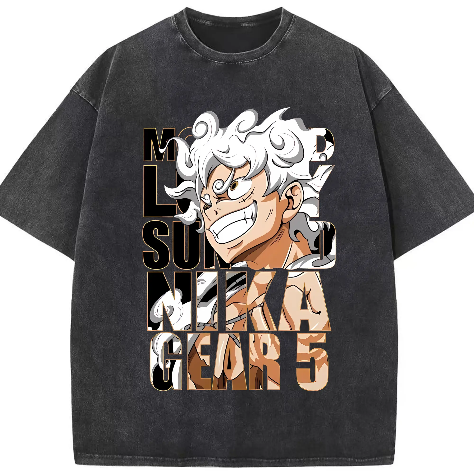 ワンピース グッズ モンキー・D・ルフィ - 綿100％ ヴィンテージ風 半袖Tシャツ ・ フロントプリント ・ 柔らか肌触り ・ 通気性 快適 ・ スポーツ カジュアル 外出用