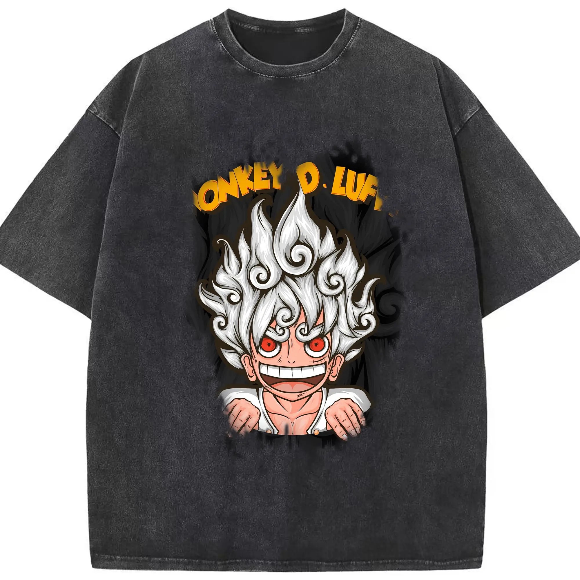 ワンピース グッズ モンキー・D・ルフィ - 綿100％ ヴィンテージ風 半袖Tシャツ ・ フロントプリント ・ 柔らか肌触り ・ 通気性 快適 ・ スポーツ カジュアル 外出用