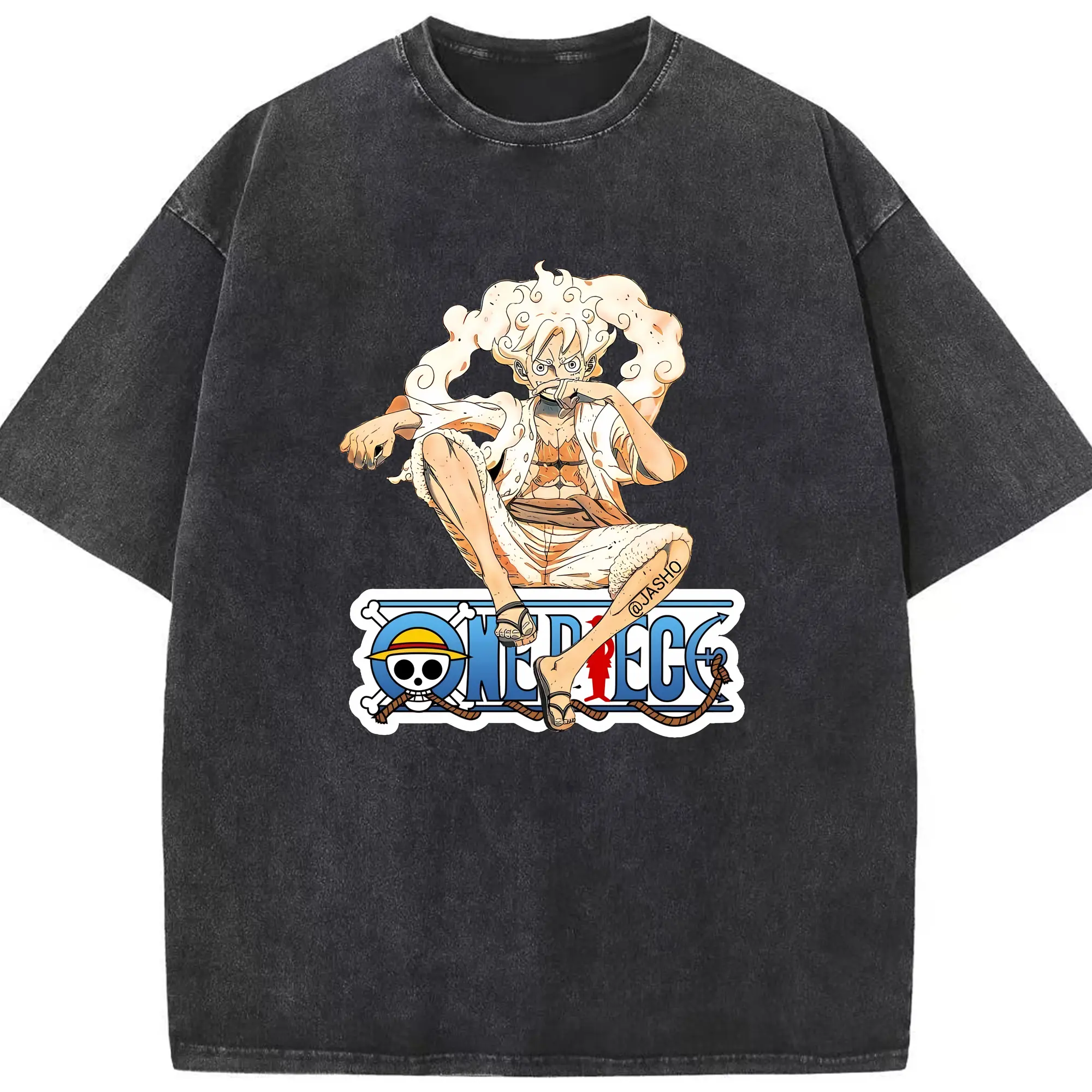 ワンピース グッズ モンキー・D・ルフィ - 綿100％ ヴィンテージ風 半袖Tシャツ ・ フロントプリント ・ 柔らか肌触り ・ 通気性 快適 ・ スポーツ カジュアル 外出用