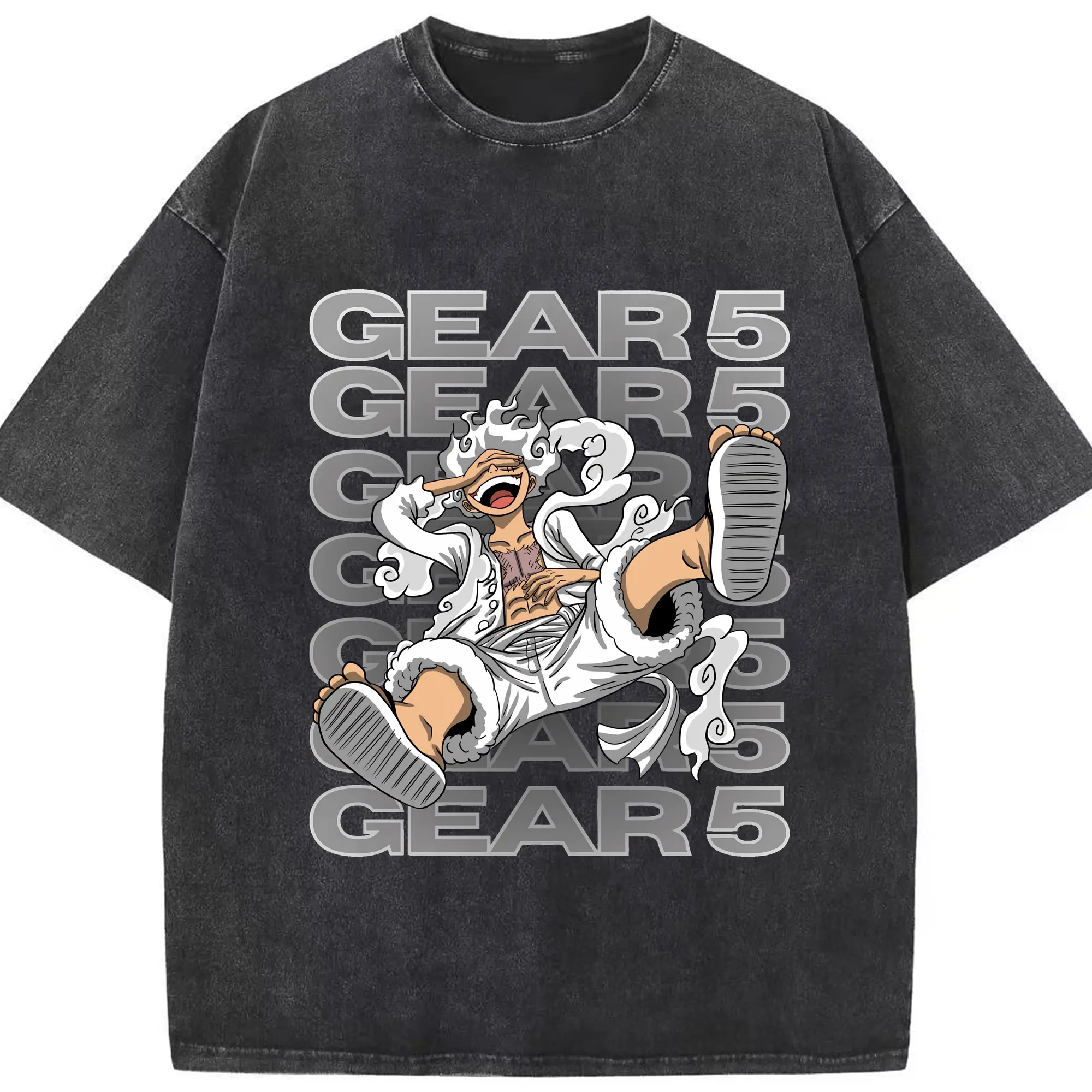 ワンピース グッズ モンキー・D・ルフィ - 綿100％ ヴィンテージ風 半袖Tシャツ ・ フロントプリント ・ 柔らか肌触り ・ 通気性 快適 ・ スポーツ カジュアル 外出用