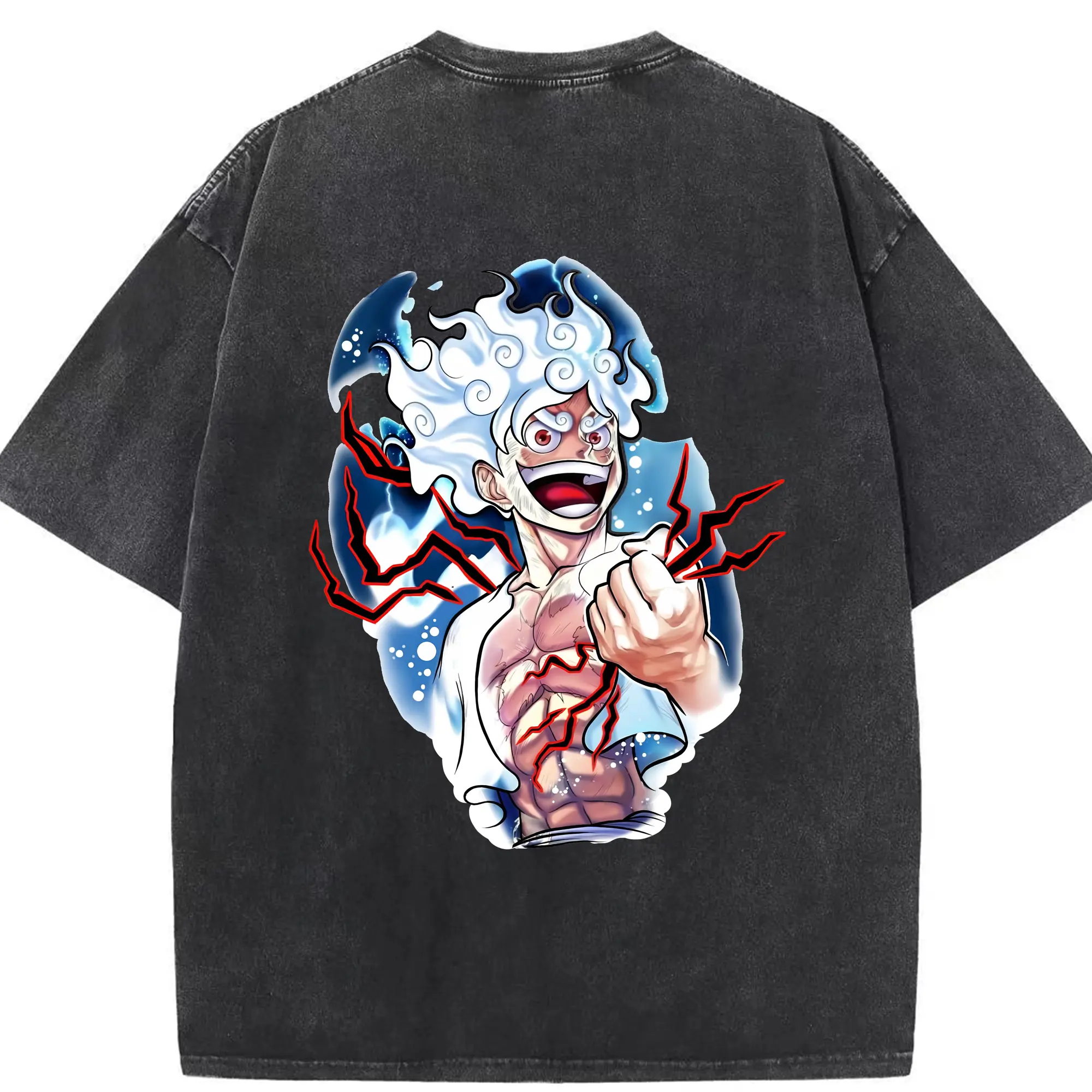 ワンピース グッズ モンキー・D・ルフィ - 綿100％ ヴィンテージ風 半袖Tシャツ ・ 背面プリント ・ 柔らか肌触り ・ 通気性 快適 ・ スポーツ カジュアル 外出用