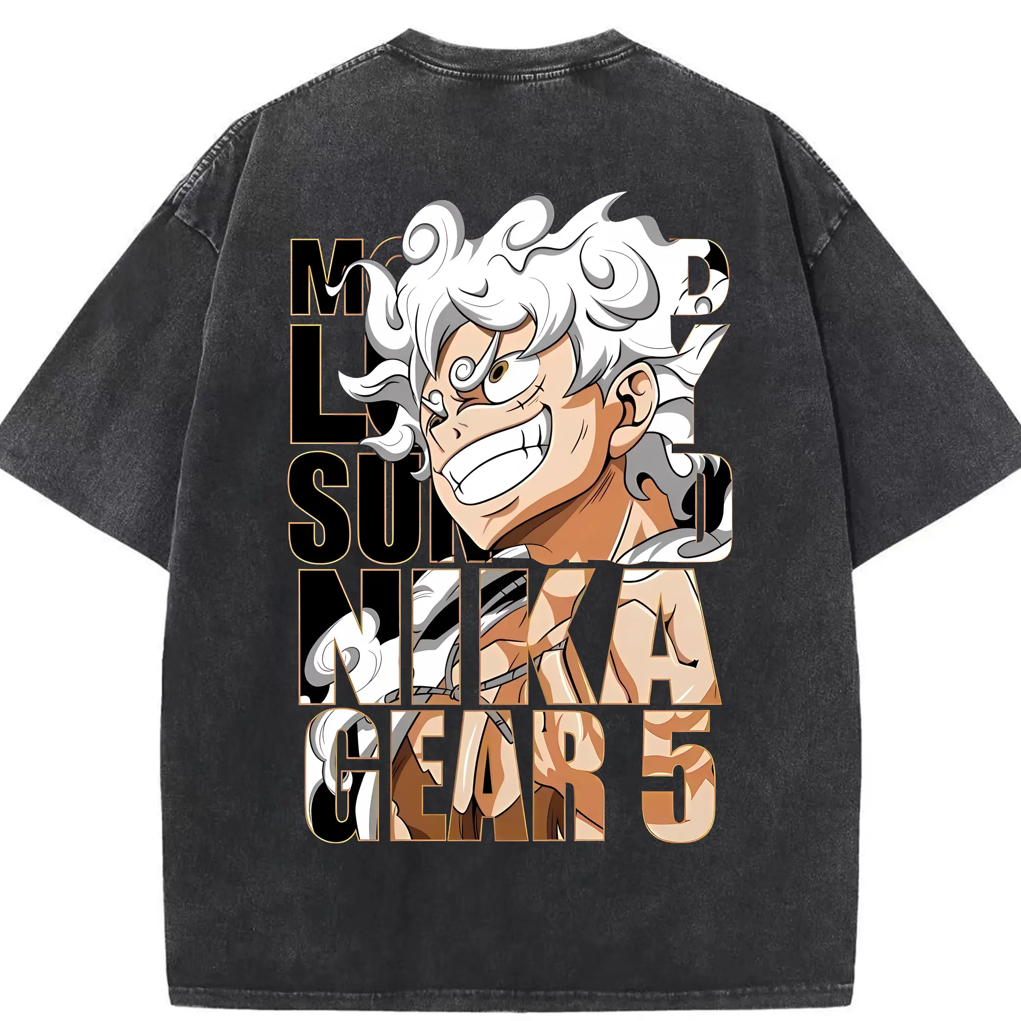 ワンピース グッズ モンキー・D・ルフィ - 綿100％ ヴィンテージ風 半袖Tシャツ ・ 背面プリント ・ 柔らか肌触り ・ 通気性 快適 ・ スポーツ カジュアル 外出用