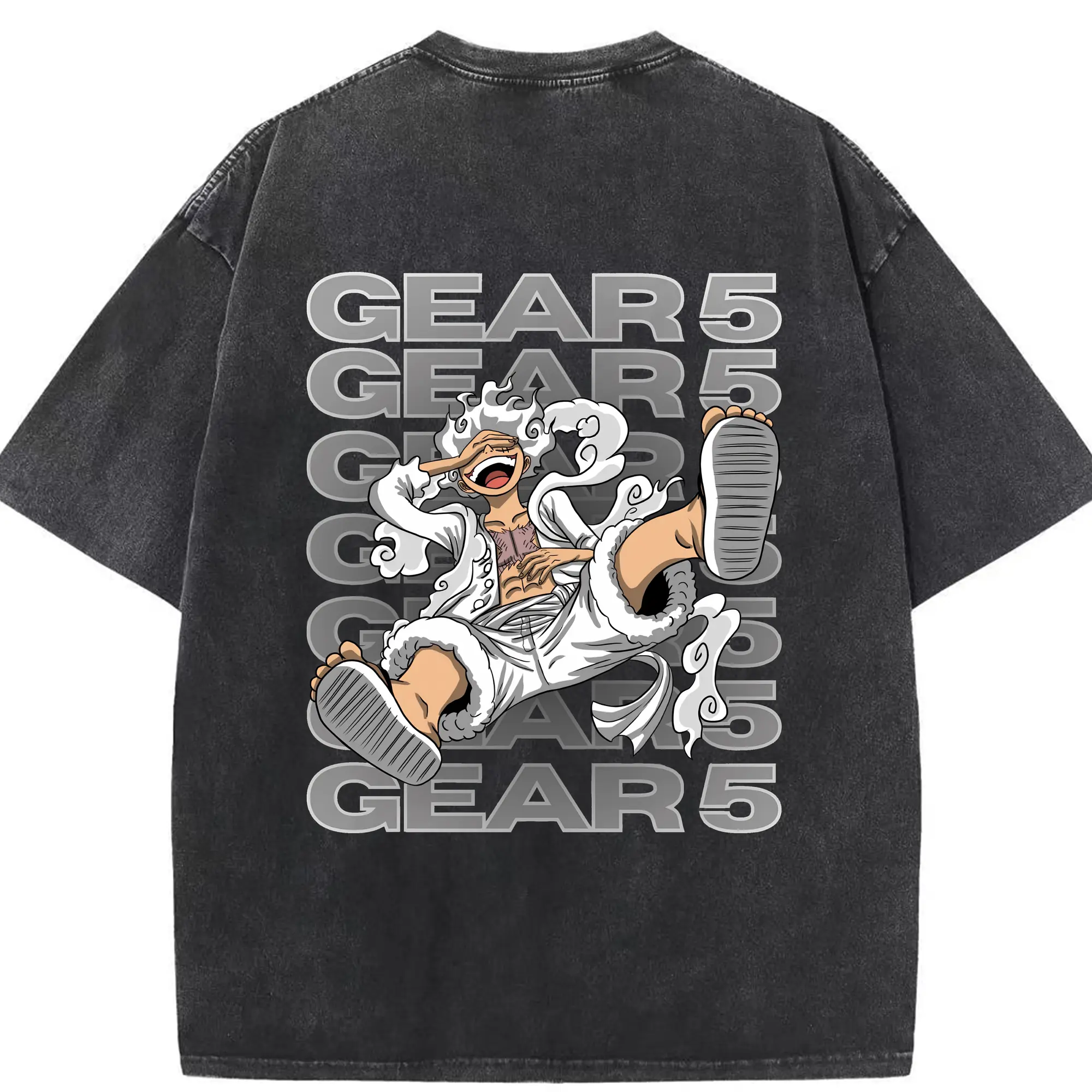 ワンピース グッズ モンキー・D・ルフィ - 綿100％ ヴィンテージ風 半袖Tシャツ ・ 背面プリント ・ 柔らか肌触り ・ 通気性 快適 ・ スポーツ カジュアル 外出用