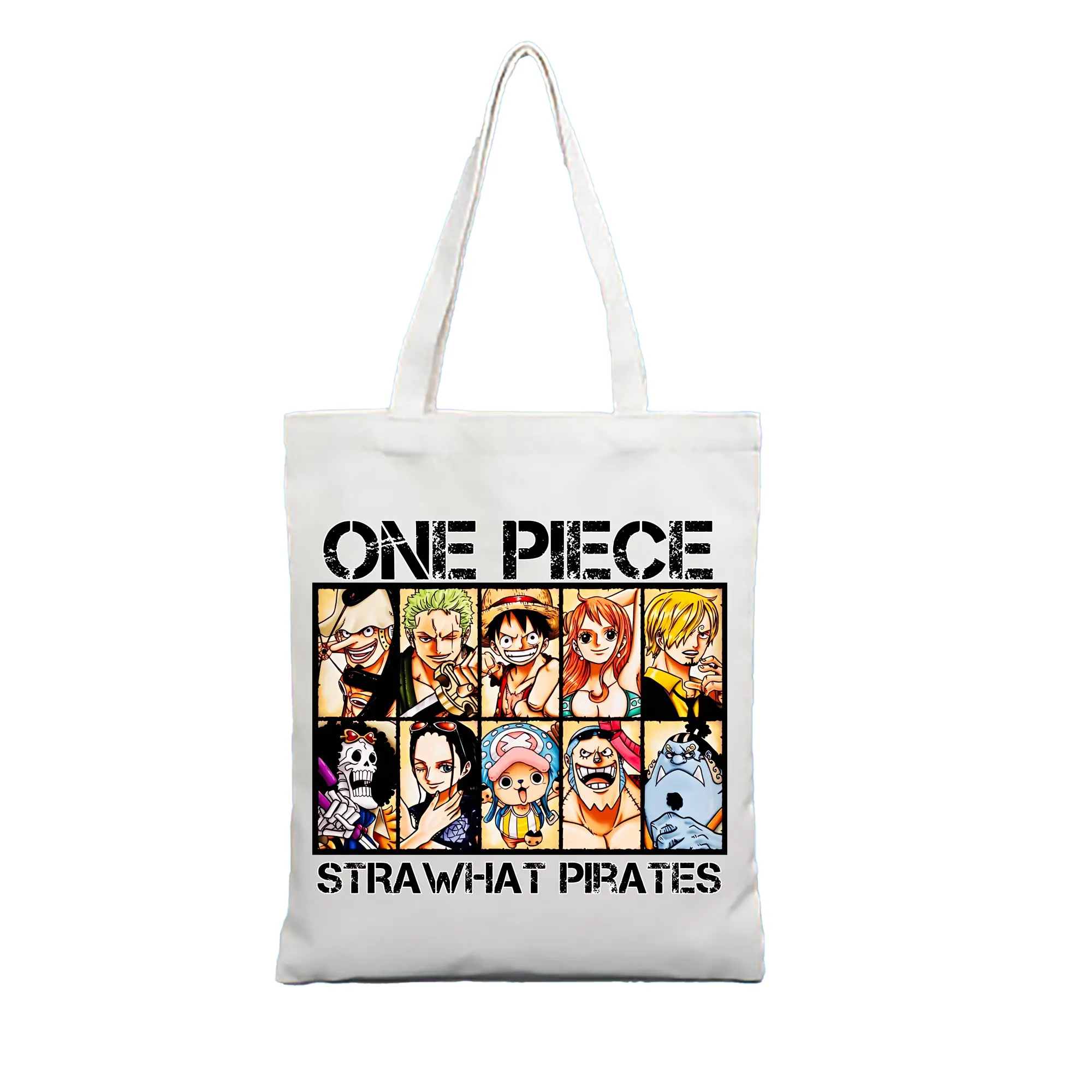 ワンピース グッズ モンキー・D・ルフィ - 縦型キャンバス手提げバッグ（トートバッグ） ・ キャンバス素材 ・ ショッピング用 ・ 軽量 丈夫 お手入れ簡単