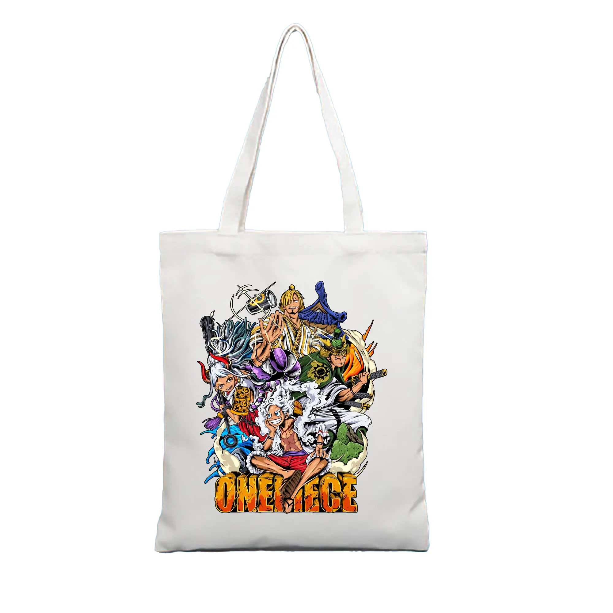 ワンピース グッズ モンキー・D・ルフィ - 縦型キャンバス手提げバッグ（トートバッグ） ・ キャンバス素材 ・ ショッピング用 ・ 軽量 丈夫 お手入れ簡単