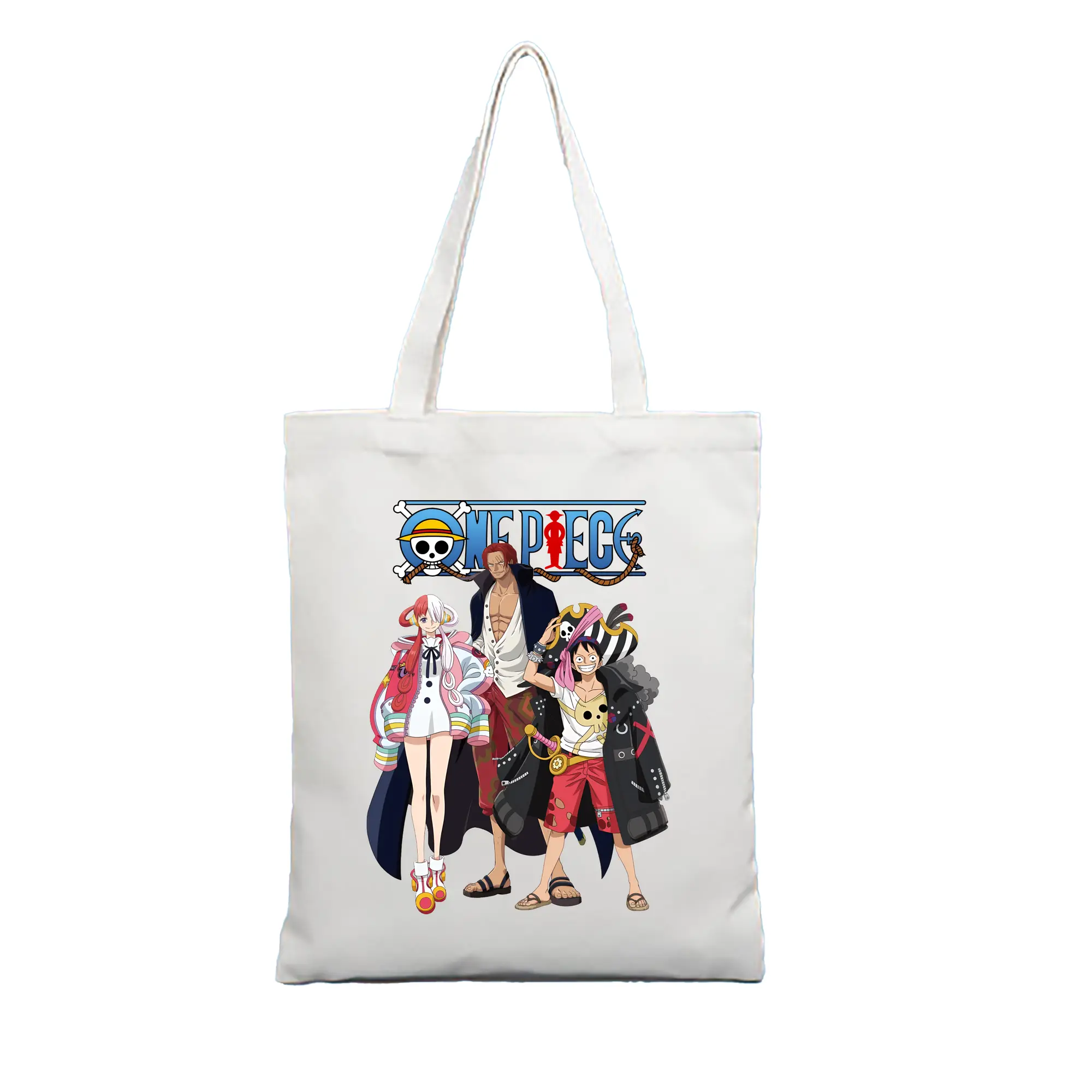 ワンピース グッズ モンキー・D・ルフィ - 縦型キャンバス手提げバッグ（トートバッグ） ・ キャンバス素材 ・ ショッピング用 ・ 軽量 丈夫 お手入れ簡単
