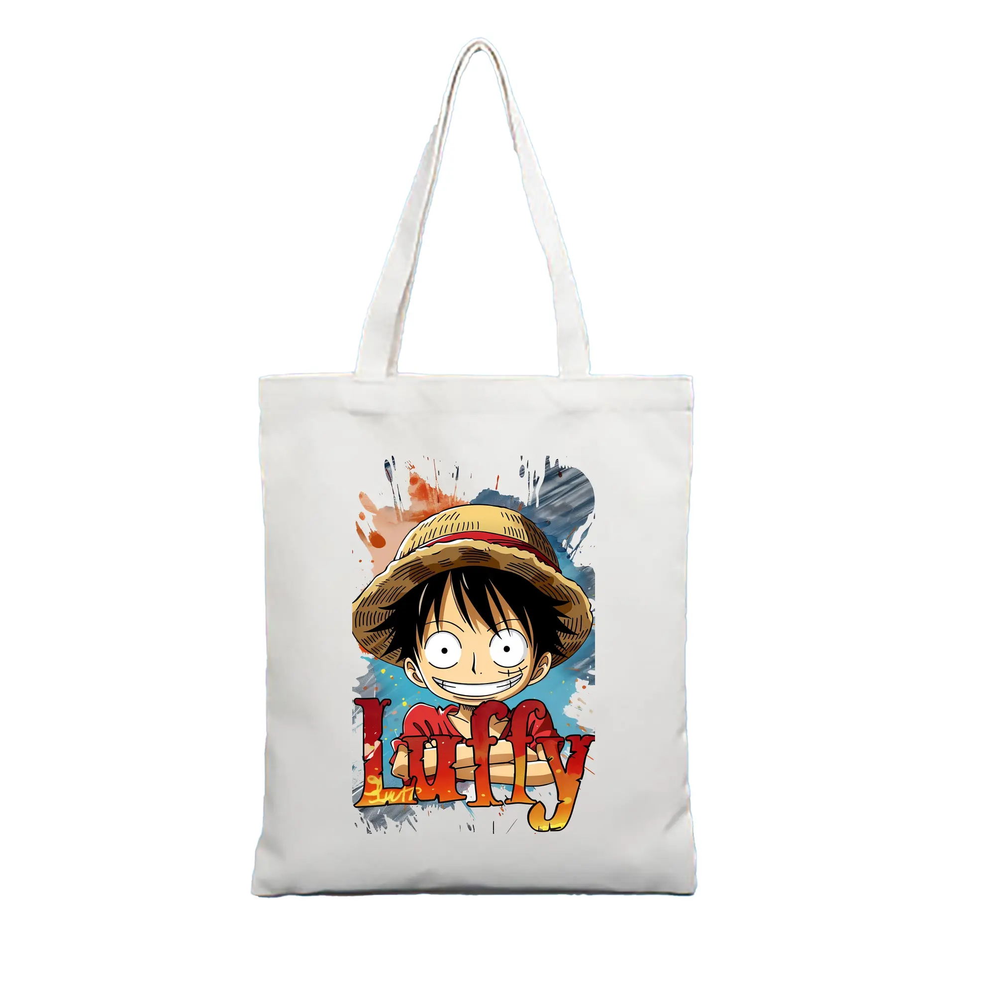 ワンピース グッズ モンキー・D・ルフィ - 縦型キャンバス手提げバッグ（トートバッグ） ・ キャンバス素材 ・ ショッピング用 ・ 軽量 丈夫 お手入れ簡単