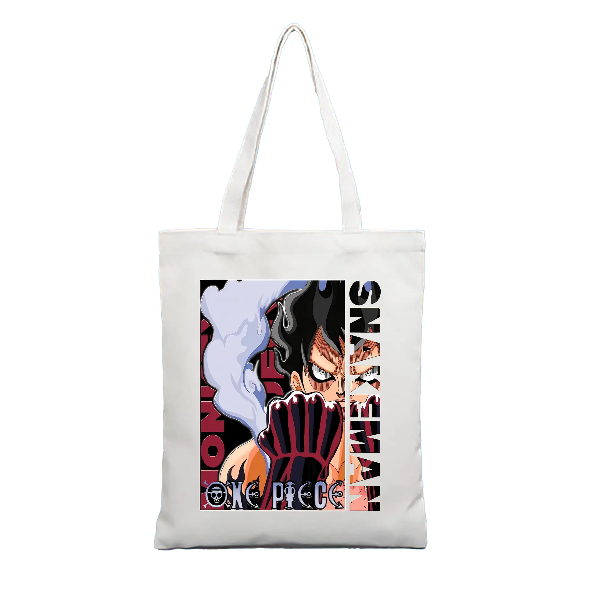 ワンピース グッズ モンキー・D・ルフィ - 縦型キャンバス手提げバッグ（トートバッグ） ・ キャンバス素材 ・ ショッピング用 ・ 軽量 丈夫 お手入れ簡単