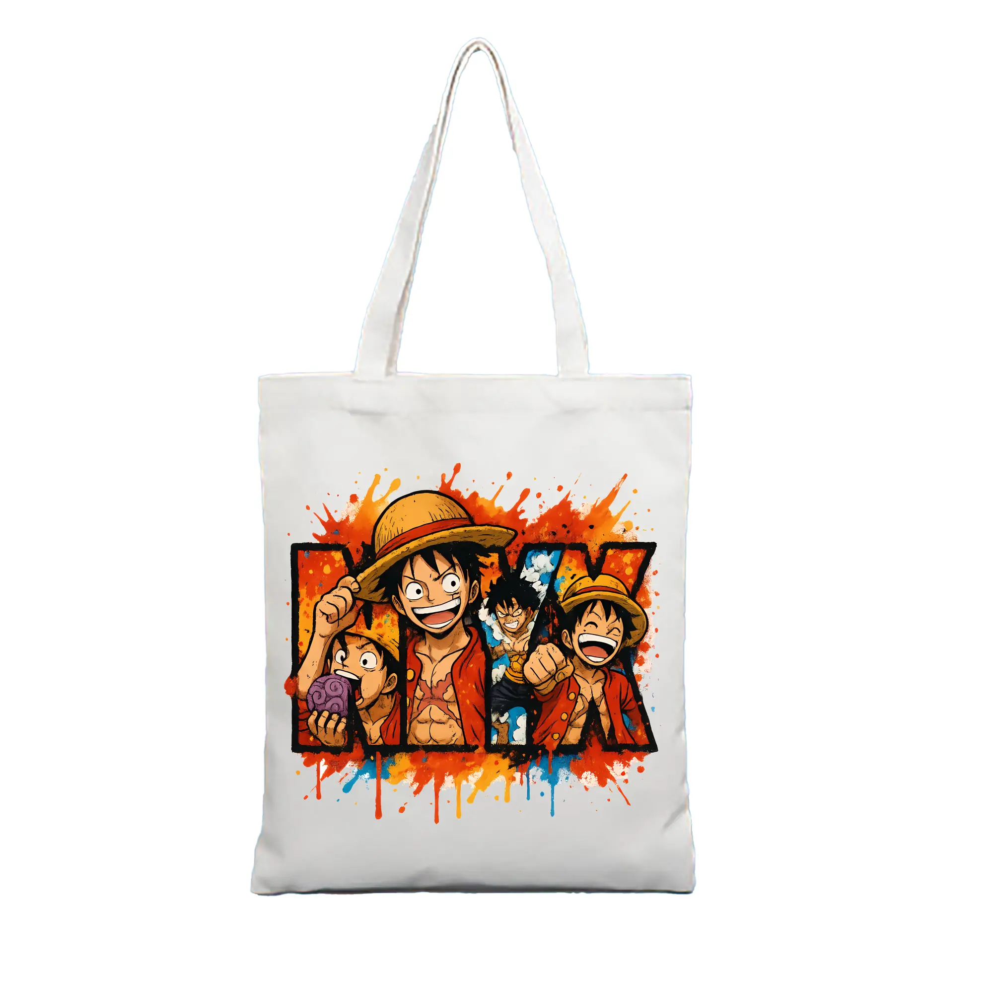 ワンピース グッズ モンキー・D・ルフィ - 縦型キャンバス手提げバッグ（トートバッグ） ・ キャンバス素材 ・ ショッピング用 ・ 軽量 丈夫 お手入れ簡単