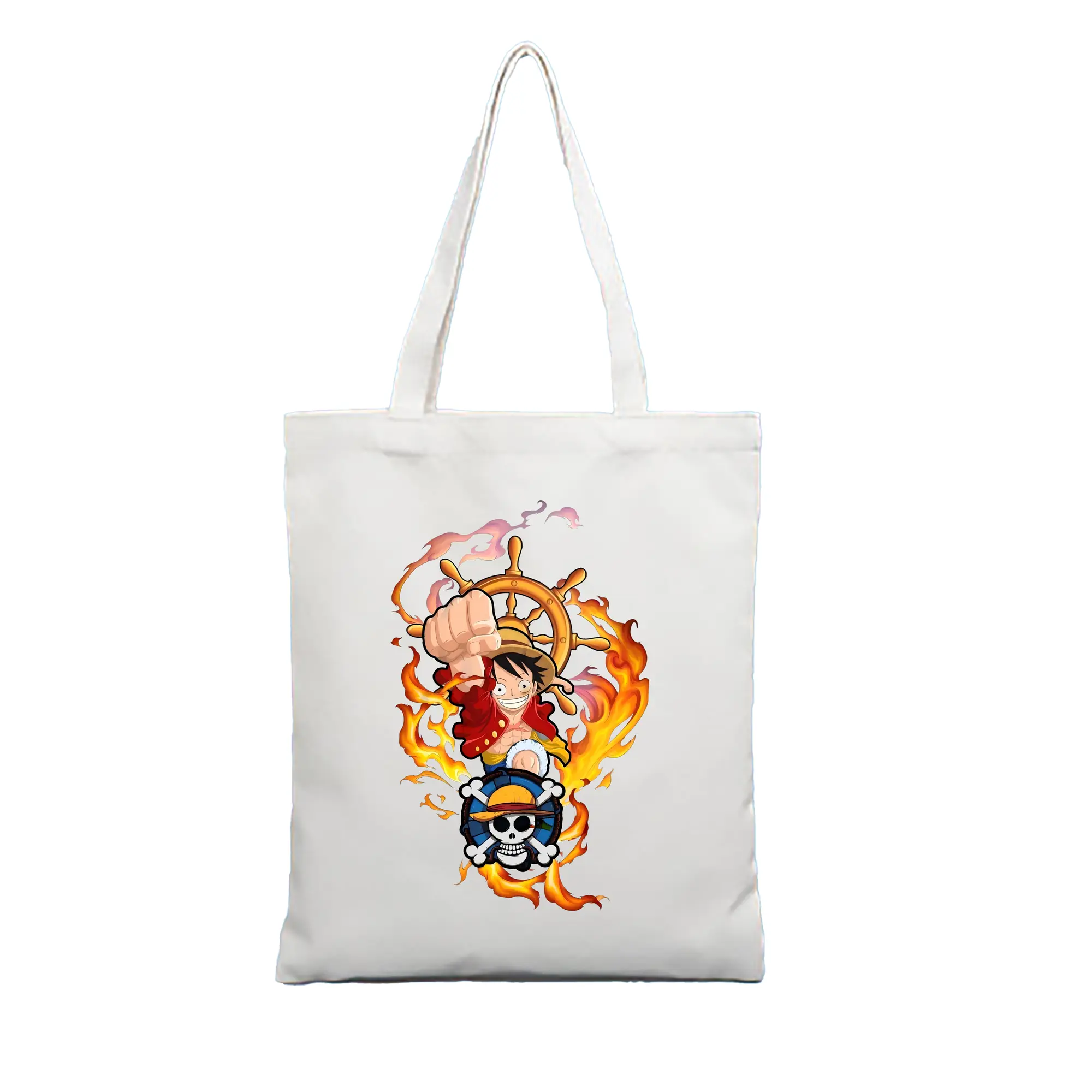 ワンピース グッズ モンキー・D・ルフィ - 縦型キャンバス手提げバッグ（トートバッグ） ・ キャンバス素材 ・ ショッピング用 ・ 軽量 丈夫 お手入れ簡単