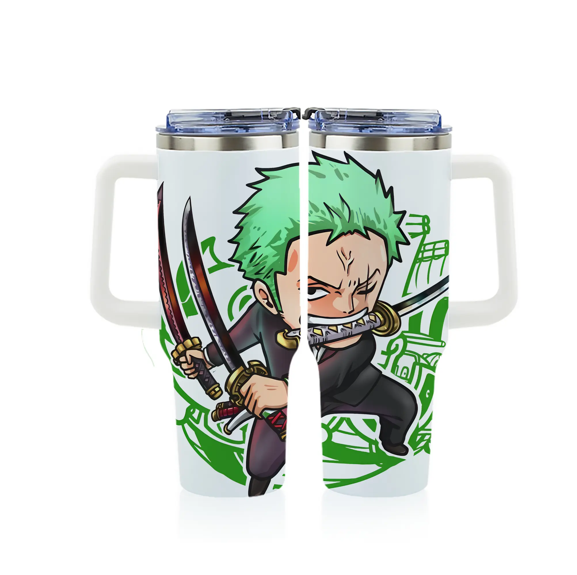 ワンピース グッズ ロロノア・ゾロ - 1200mL フルプリント車用タンブラー ・ 304ステンレス 内側 ・ 201ステンレス 外側 ・ 保温 保冷 ・ 通勤 ドライブ アウトドア用