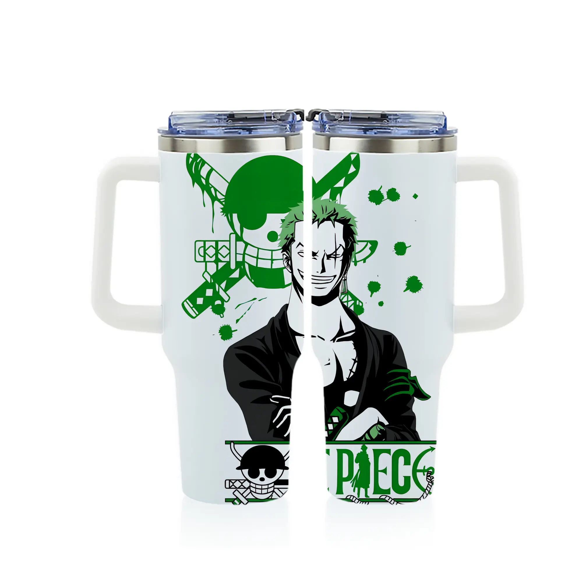 ワンピース グッズ ロロノア・ゾロ - 1200mL フルプリント車用タンブラー ・ 304ステンレス 内側 ・ 201ステンレス 外側 ・ 保温 保冷 ・ 通勤 ドライブ アウトドア用