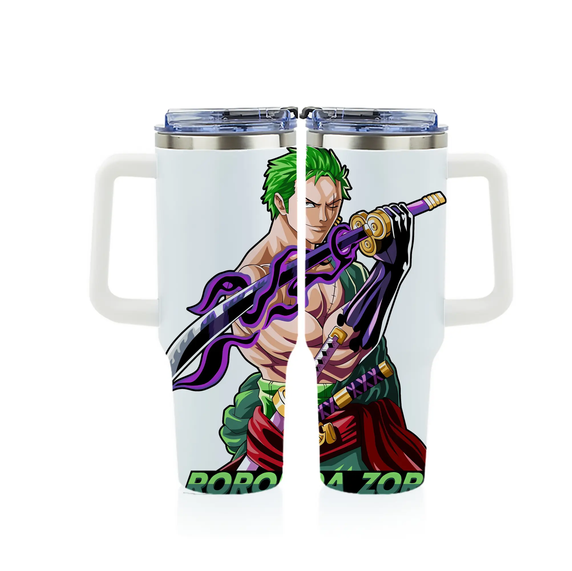 ワンピース グッズ ロロノア・ゾロ - 1200mL フルプリント車用タンブラー ・ 304ステンレス 内側 ・ 201ステンレス 外側 ・ 保温 保冷 ・ 通勤 ドライブ アウトドア用