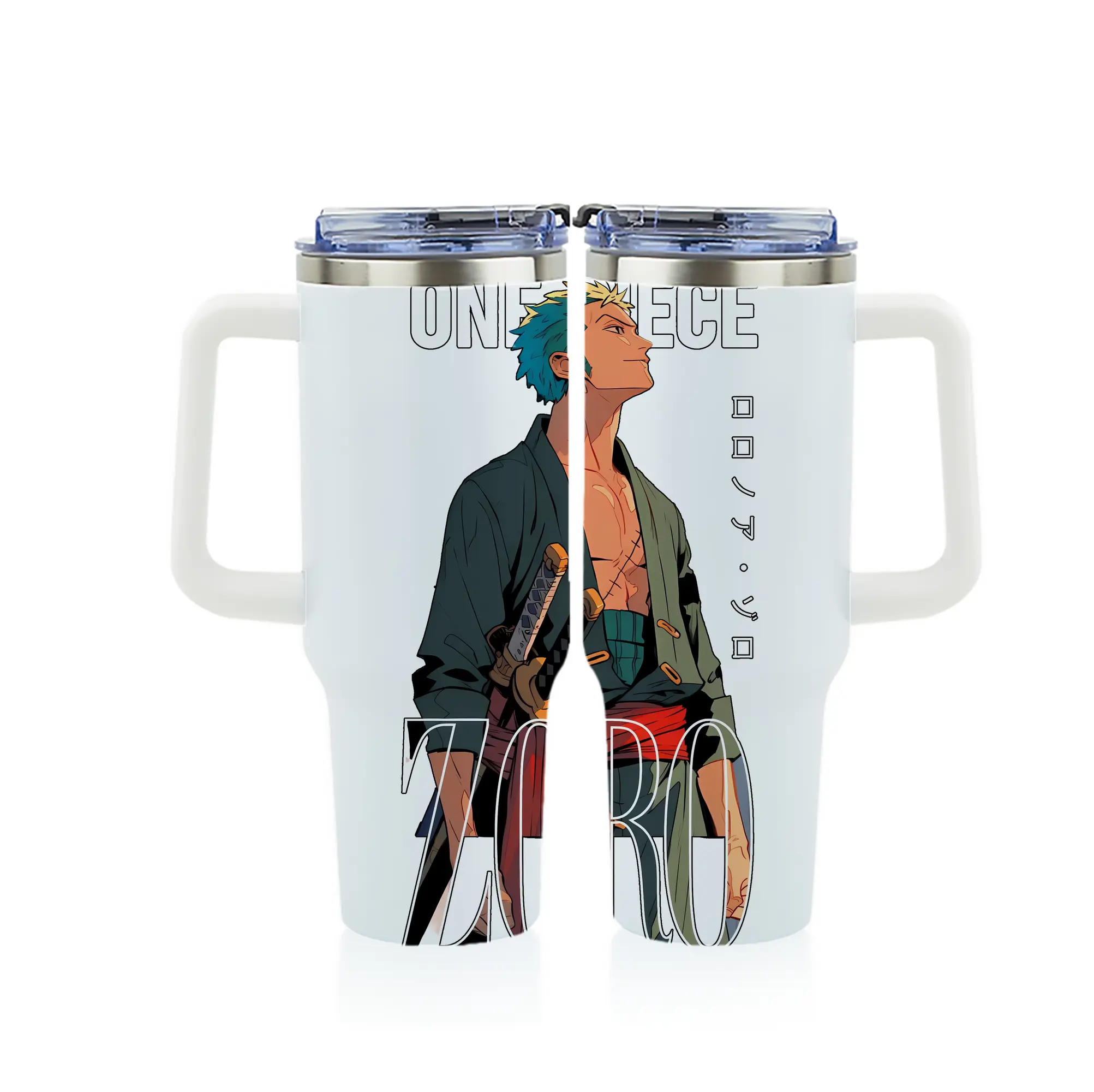 ワンピース グッズ ロロノア・ゾロ - 1200mL フルプリント車用タンブラー ・ 304ステンレス 内側 ・ 201ステンレス 外側 ・ 保温 保冷 ・ 通勤 ドライブ アウトドア用