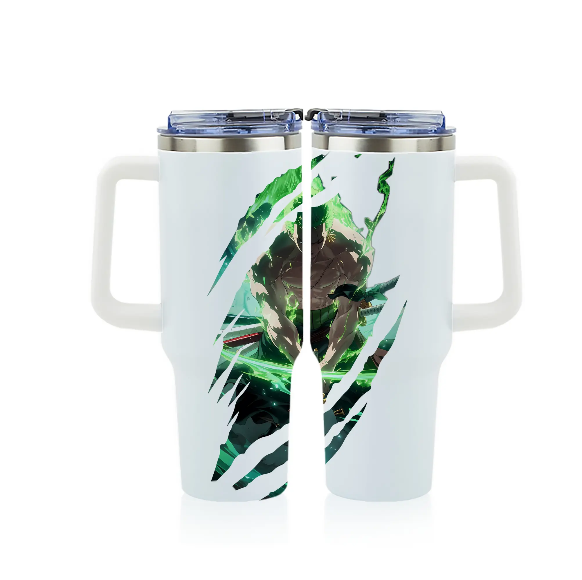 ワンピース グッズ ロロノア・ゾロ - 1200mL フルプリント車用タンブラー ・ 304ステンレス 内側 ・ 201ステンレス 外側 ・ 保温 保冷 ・ 通勤 ドライブ アウトドア用