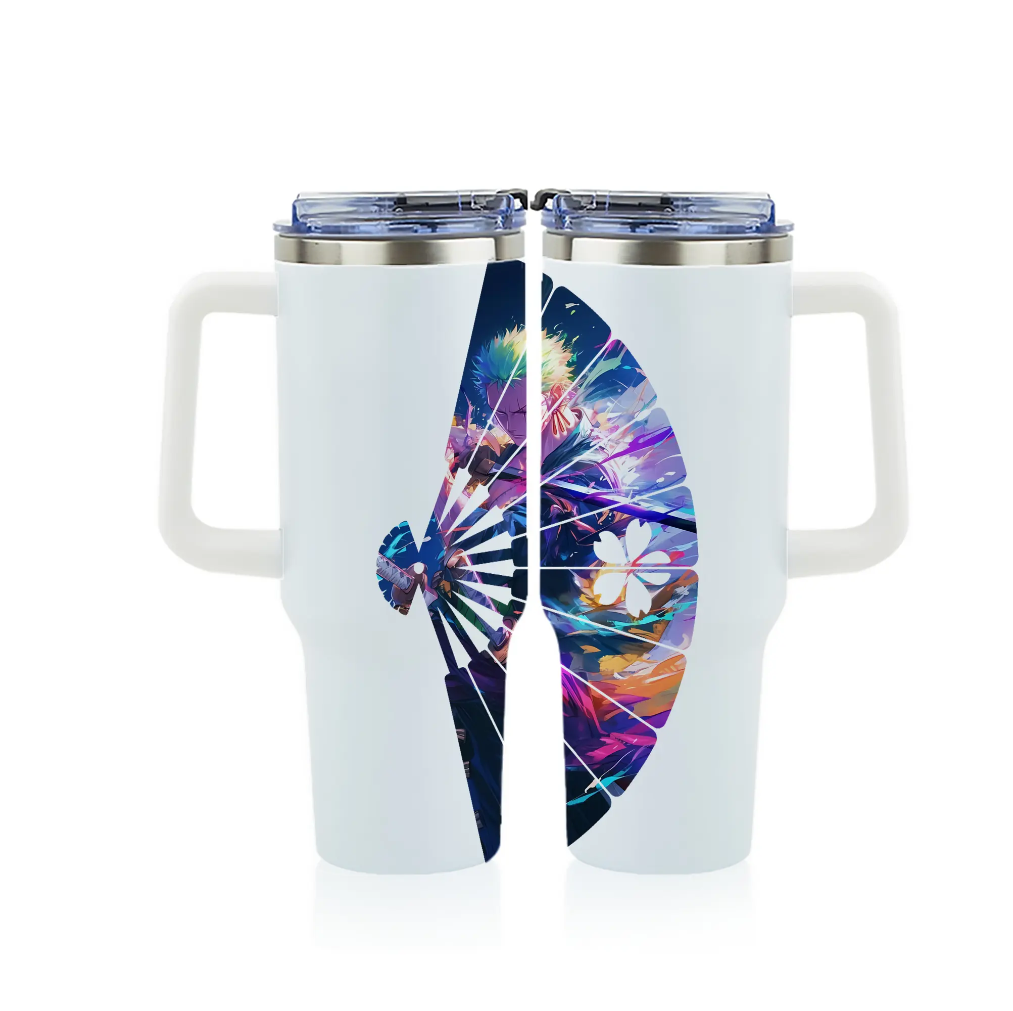 ワンピース グッズ ロロノア・ゾロ - 1200mL フルプリント車用タンブラー ・ 304ステンレス 内側 ・ 201ステンレス 外側 ・ 保温 保冷 ・ 通勤 ドライブ アウトドア用