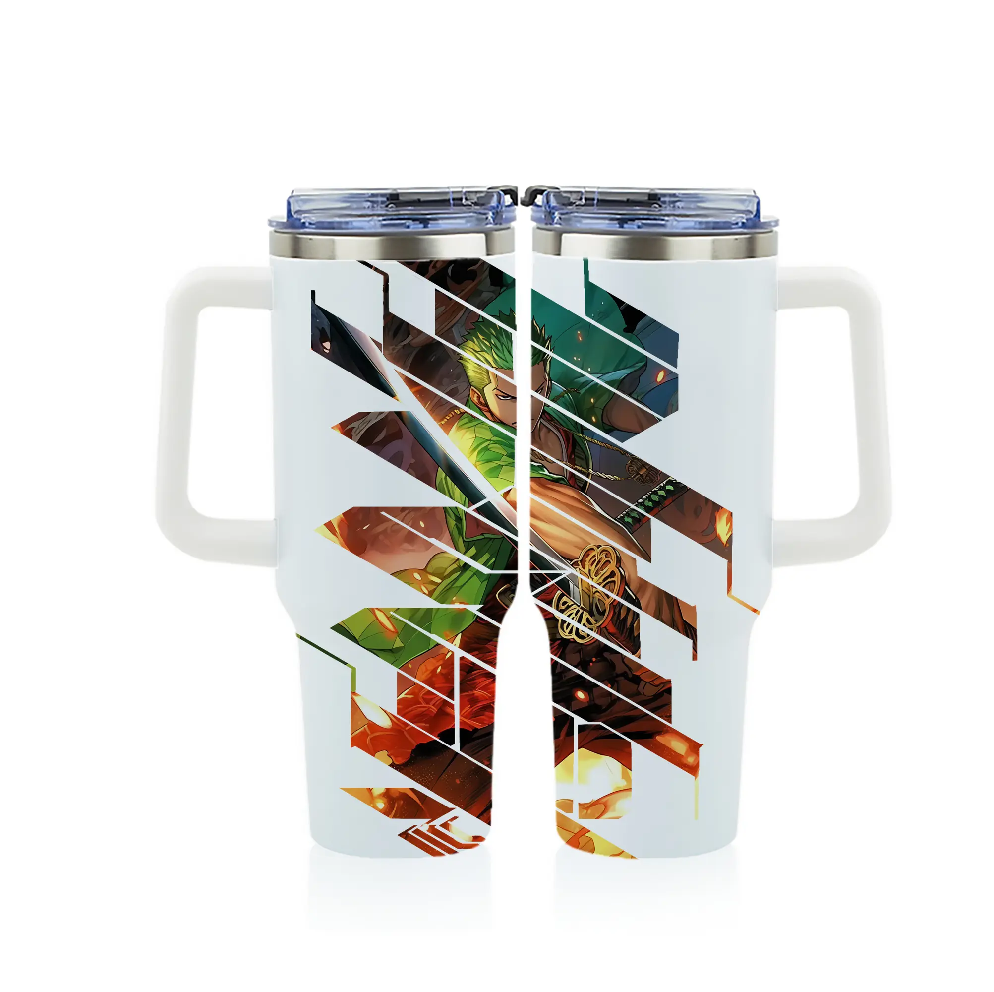 ワンピース グッズ ロロノア・ゾロ - 1200mL フルプリント車用タンブラー ・ 304ステンレス 内側 ・ 201ステンレス 外側 ・ 保温 保冷 ・ 通勤 ドライブ アウトドア用