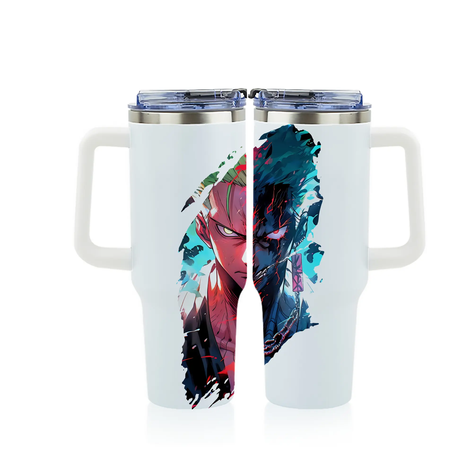 ワンピース グッズ ロロノア・ゾロ - 1200mL フルプリント車用タンブラー ・ 304ステンレス 内側 ・ 201ステンレス 外側 ・ 保温 保冷 ・ 通勤 ドライブ アウトドア用