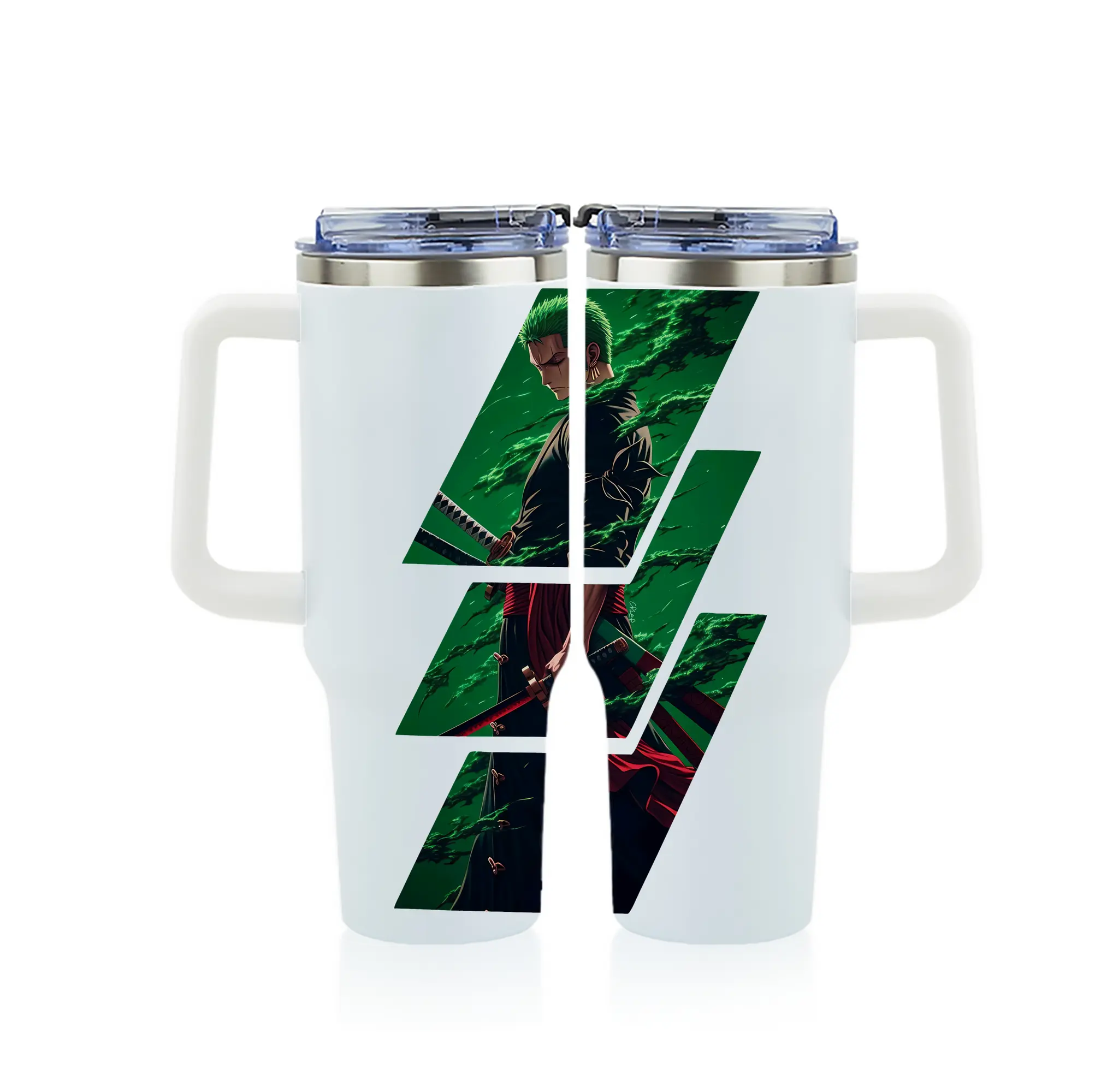 ワンピース グッズ ロロノア・ゾロ - 1200mL フルプリント車用タンブラー ・ 304ステンレス 内側 ・ 201ステンレス 外側 ・ 保温 保冷 ・ 通勤 ドライブ アウトドア用