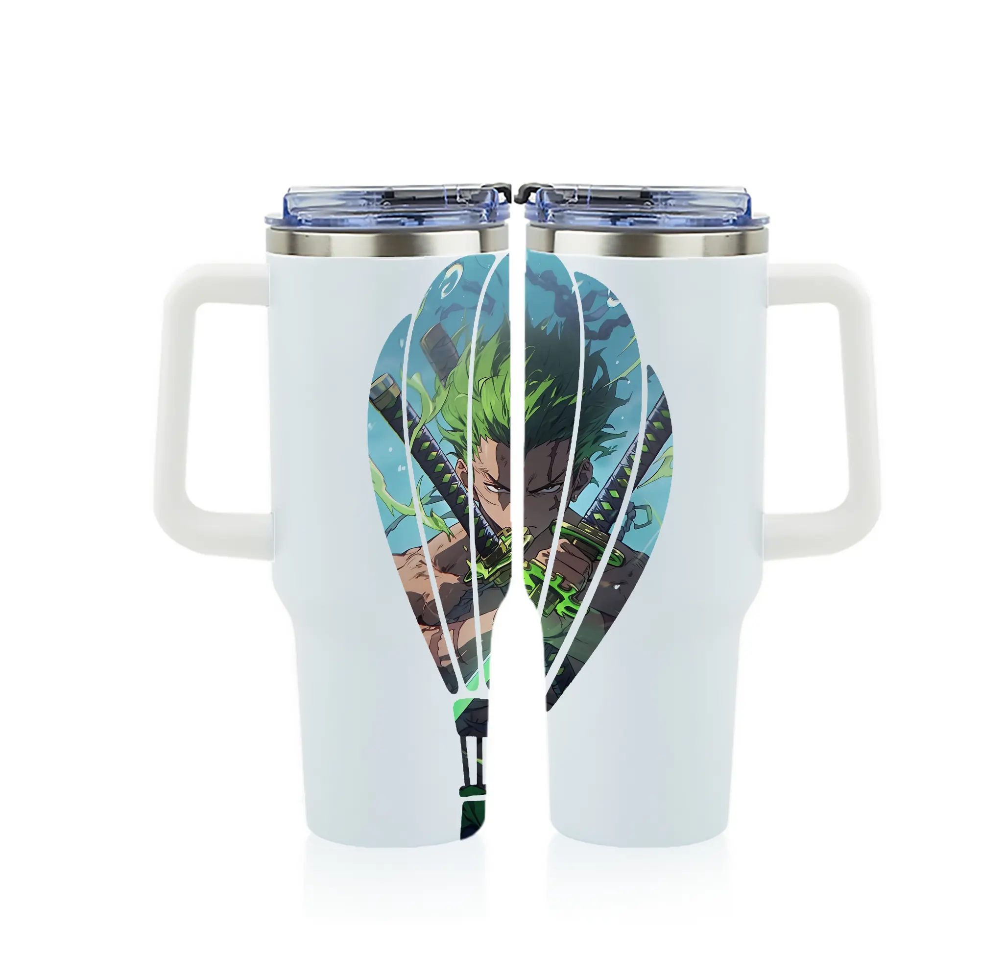 ワンピース グッズ ロロノア・ゾロ - 1200mL フルプリント車用タンブラー ・ 304ステンレス 内側 ・ 201ステンレス 外側 ・ 保温 保冷 ・ 通勤 ドライブ アウトドア用