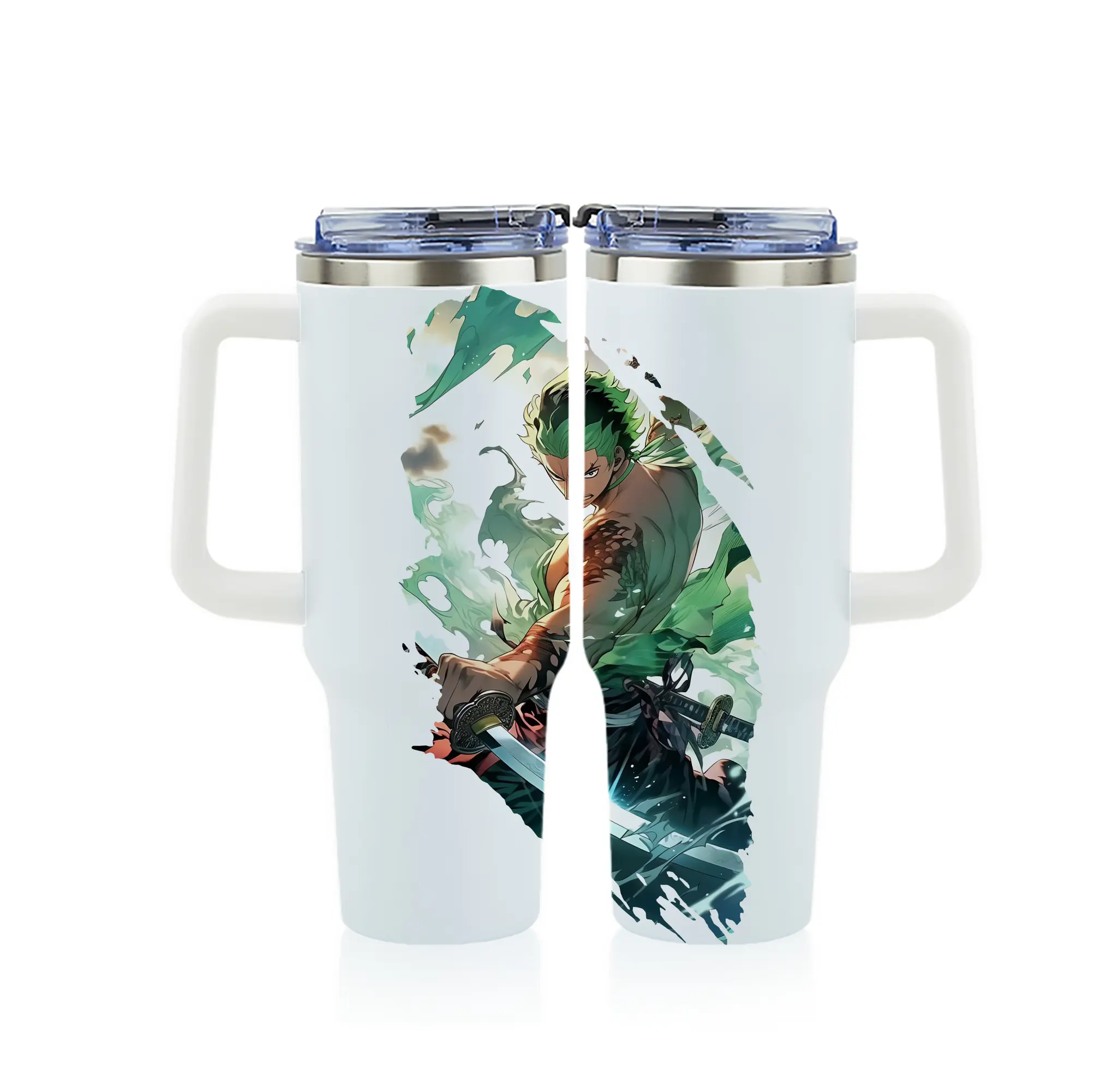 ワンピース グッズ ロロノア・ゾロ - 1200mL フルプリント車用タンブラー ・ 304ステンレス 内側 ・ 201ステンレス 外側 ・ 保温 保冷 ・ 通勤 ドライブ アウトドア用