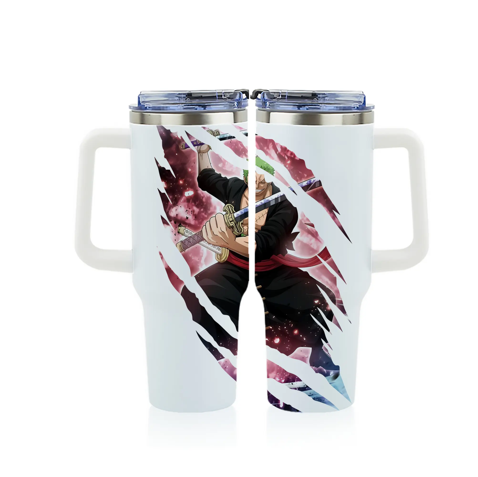 ワンピース グッズ ロロノア・ゾロ - 1200mL フルプリント車用タンブラー ・ 304ステンレス 内側 ・ 201ステンレス 外側 ・ 保温 保冷 ・ 通勤 ドライブ アウトドア用