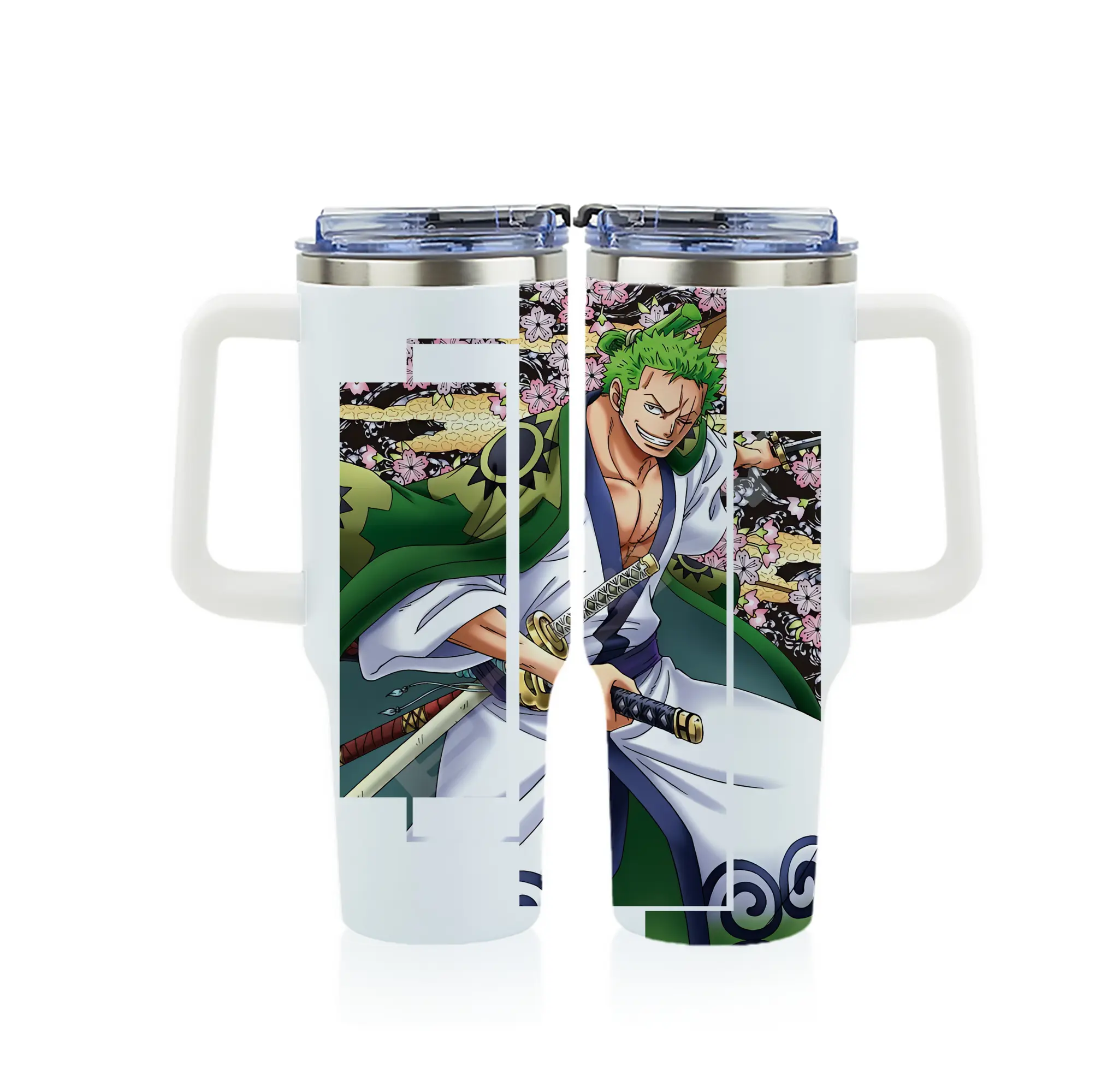 ワンピース グッズ ロロノア・ゾロ - 1200mL フルプリント車用タンブラー ・ 304ステンレス 内側 ・ 201ステンレス 外側 ・ 保温 保冷 ・ 通勤 ドライブ アウトドア用