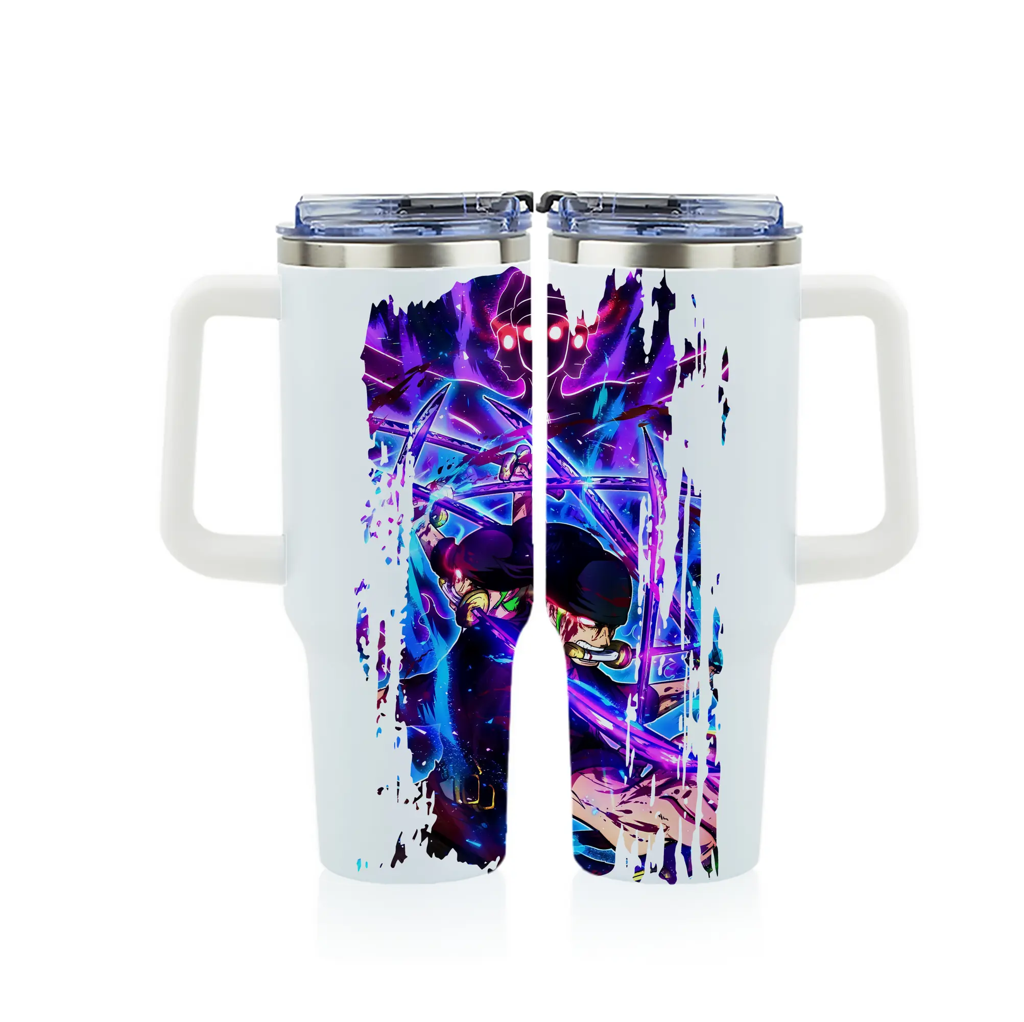 ワンピース グッズ ロロノア・ゾロ - 1200mL フルプリント車用タンブラー ・ 304ステンレス 内側 ・ 201ステンレス 外側 ・ 保温 保冷 ・ 通勤 ドライブ アウトドア用