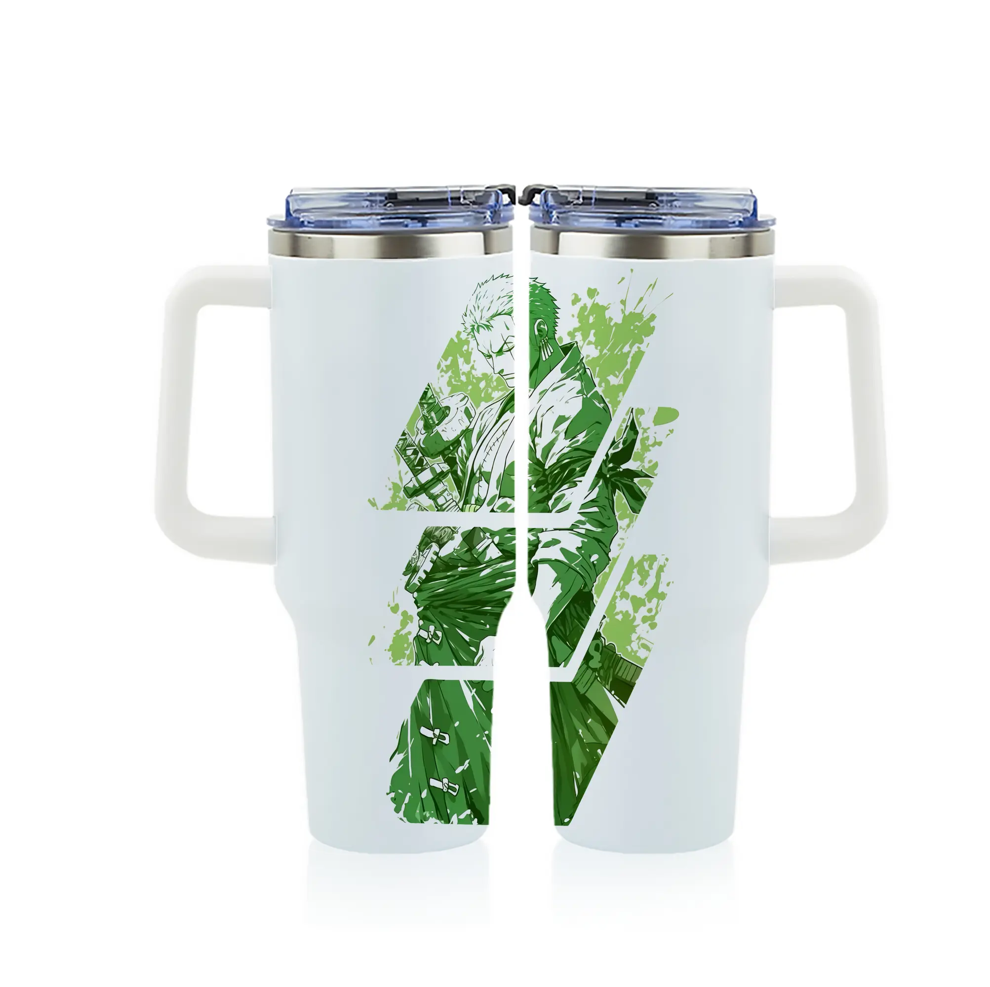 ワンピース グッズ ロロノア・ゾロ - 1200mL フルプリント車用タンブラー ・ 304ステンレス 内側 ・ 201ステンレス 外側 ・ 保温 保冷 ・ 通勤 ドライブ アウトドア用