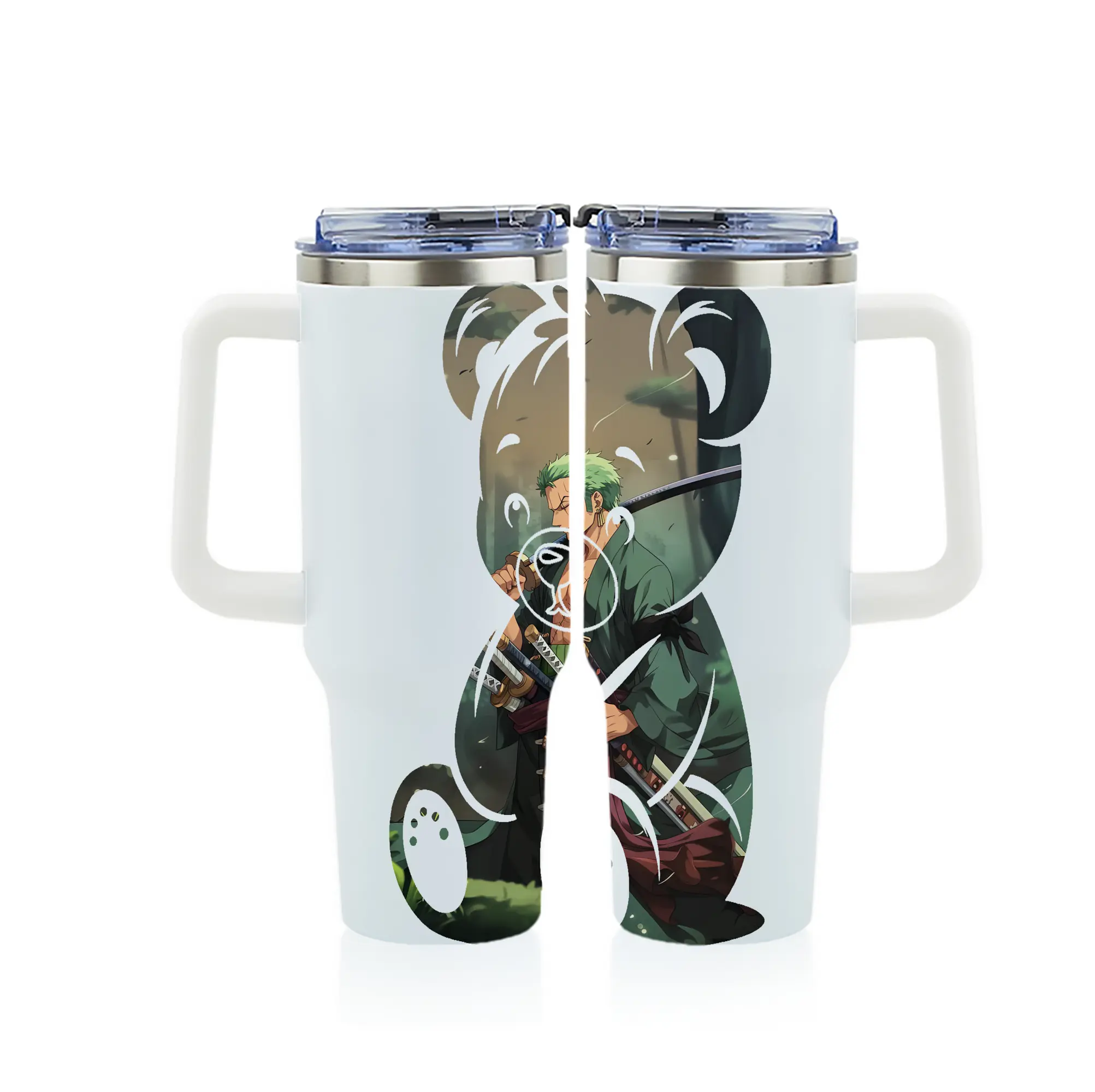 ワンピース グッズ ロロノア・ゾロ - 1200mL フルプリント車用タンブラー ・ 304ステンレス 内側 ・ 201ステンレス 外側 ・ 保温 保冷 ・ 通勤 ドライブ アウトドア用