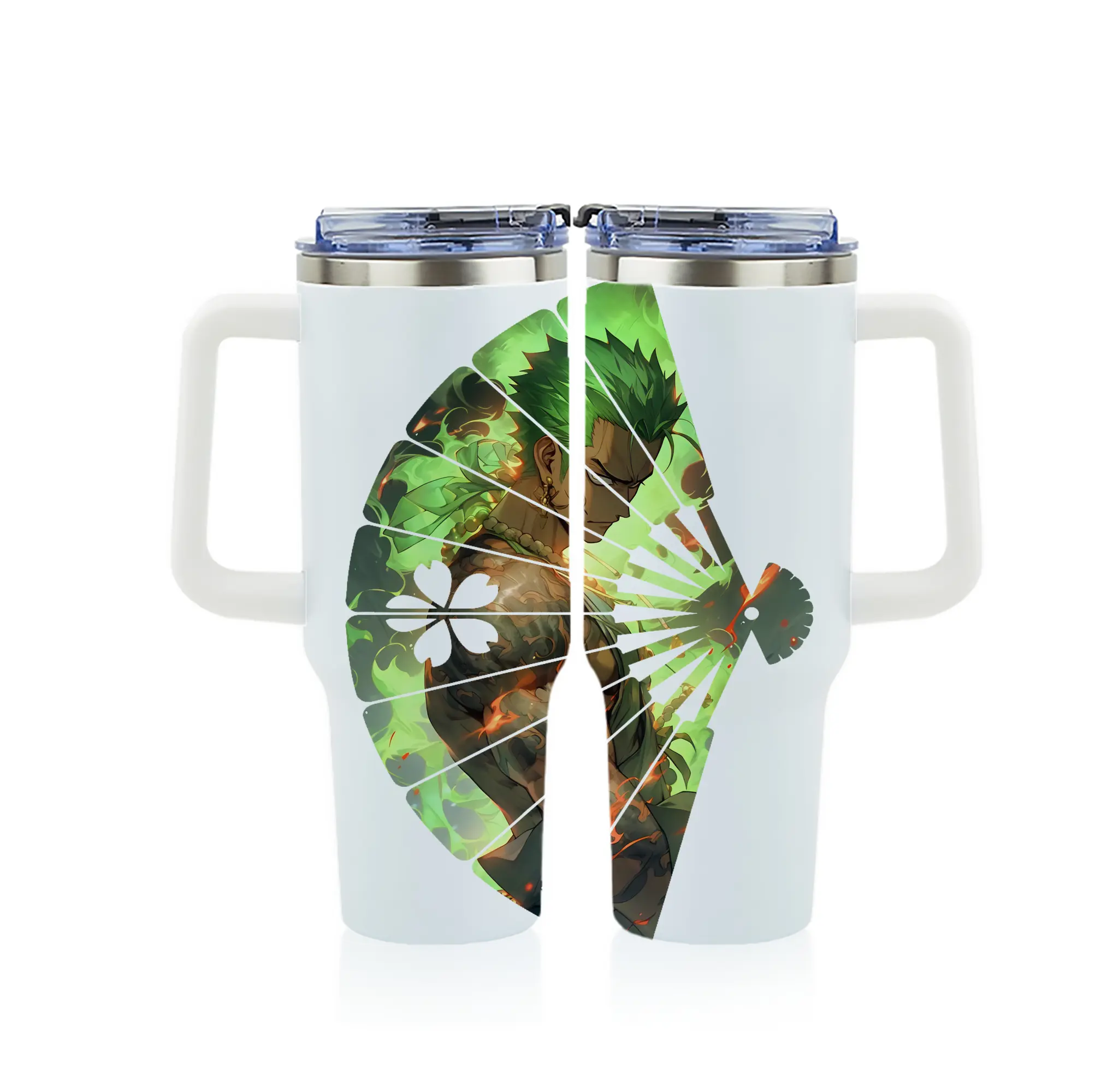 ワンピース グッズ ロロノア・ゾロ - 1200mL フルプリント車用タンブラー ・ 304ステンレス 内側 ・ 201ステンレス 外側 ・ 保温 保冷 ・ 通勤 ドライブ アウトドア用