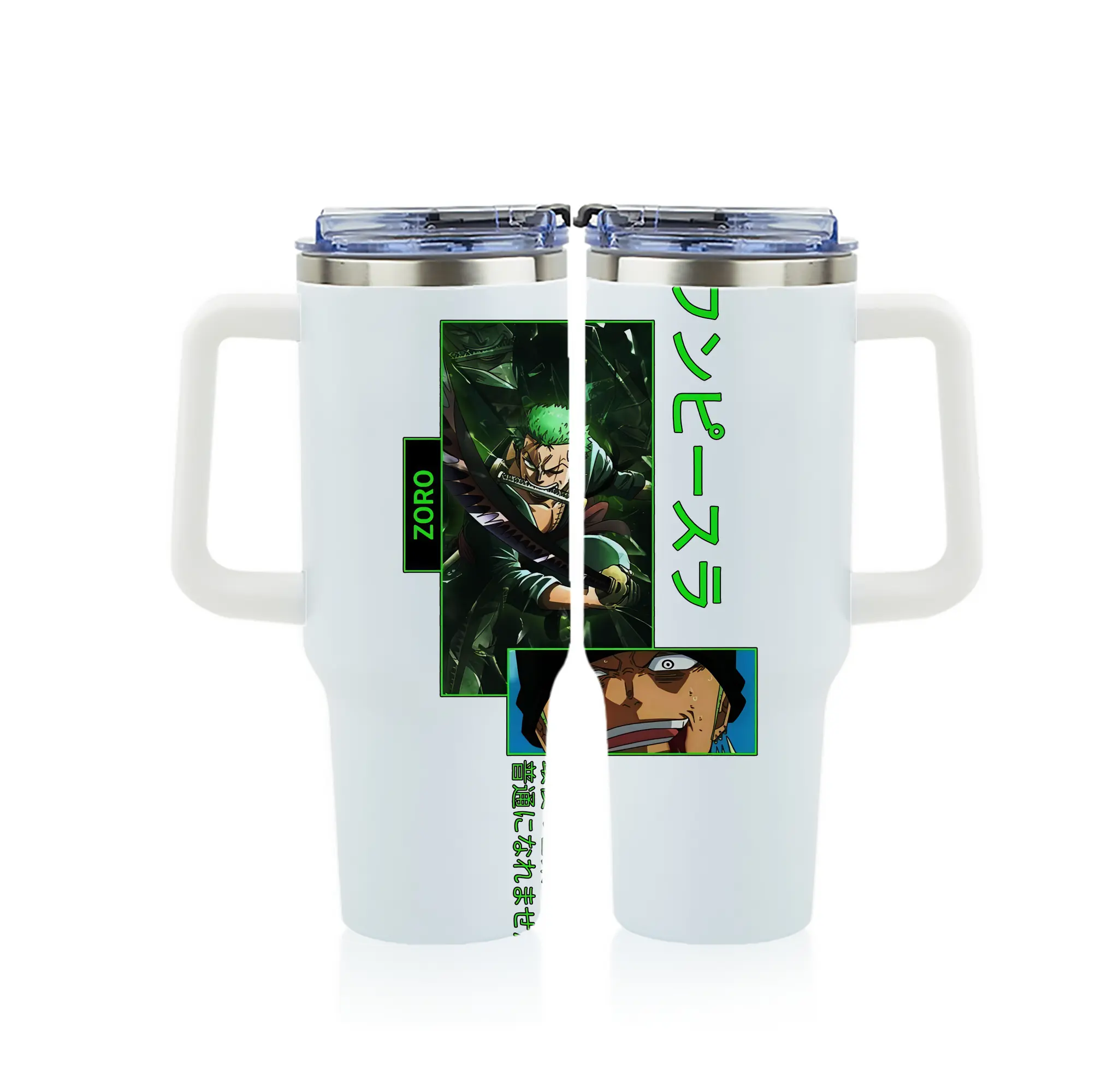 ワンピース グッズ ロロノア・ゾロ - 1200mL フルプリント車用タンブラー ・ 304ステンレス 内側 ・ 201ステンレス 外側 ・ 保温 保冷 ・ 通勤 ドライブ アウトドア用