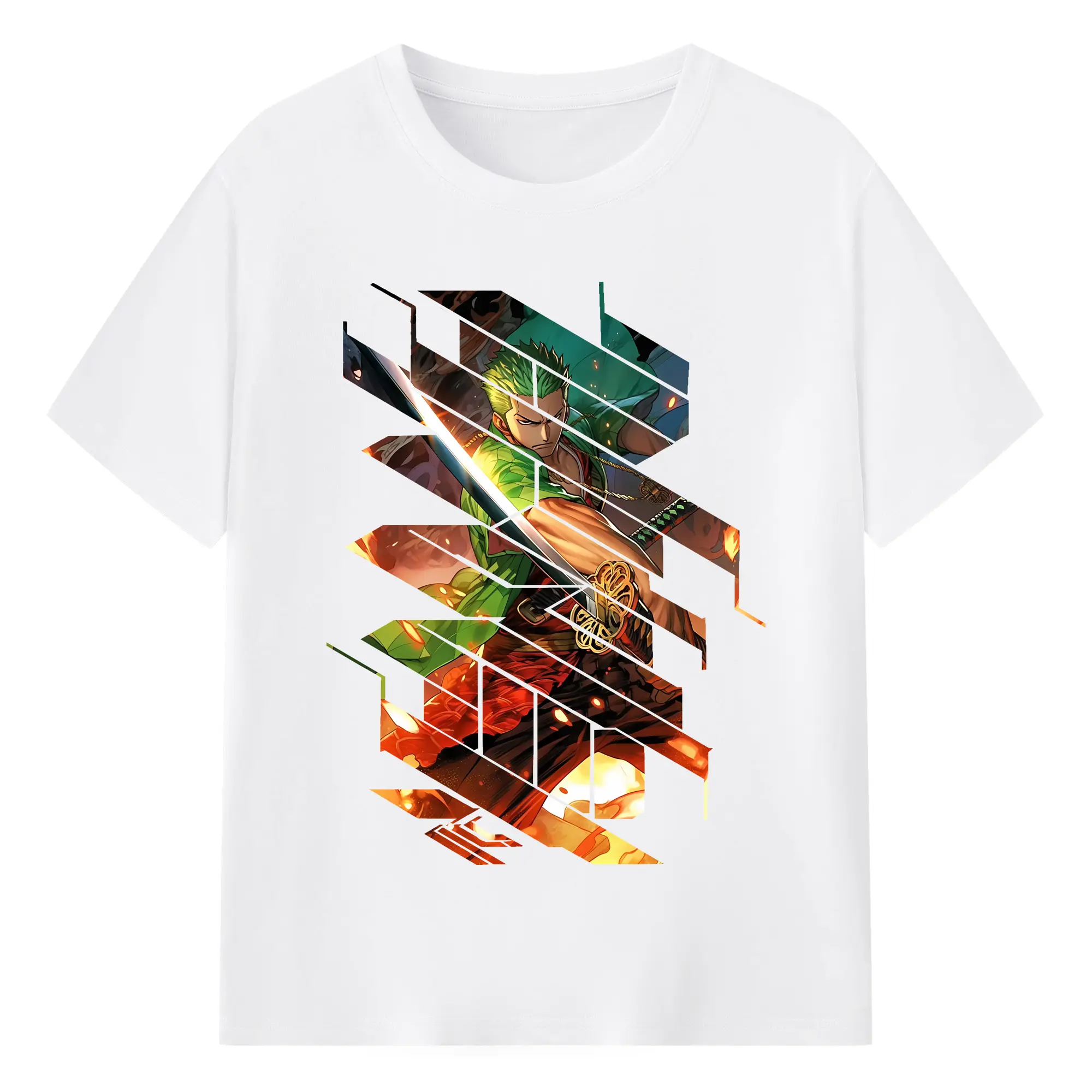 ワンピース グッズ ロロノア・ゾロ - 綿100％ 半袖Tシャツ ・ フロントプリント ・ 快適 通気性 ・ 日常使い 散歩 スポーツ用