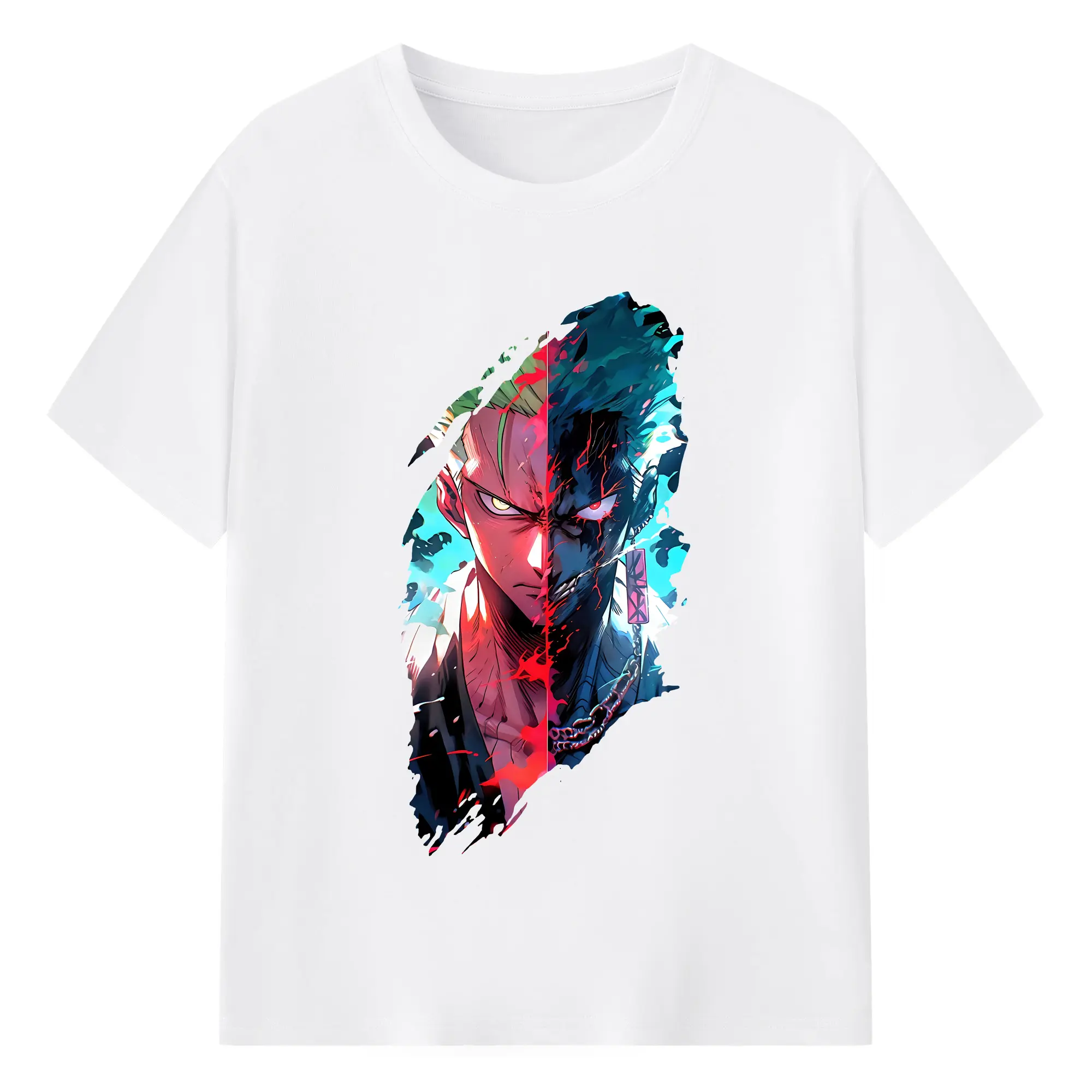 ワンピース グッズ ロロノア・ゾロ - 綿100％ 半袖Tシャツ ・ フロントプリント ・ 快適 通気性 ・ 日常使い 散歩 スポーツ用