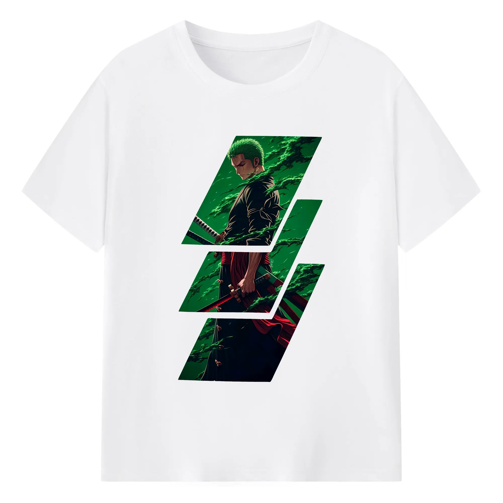 ワンピース グッズ ロロノア・ゾロ - 綿100％ 半袖Tシャツ ・ フロントプリント ・ 快適 通気性 ・ 日常使い 散歩 スポーツ用