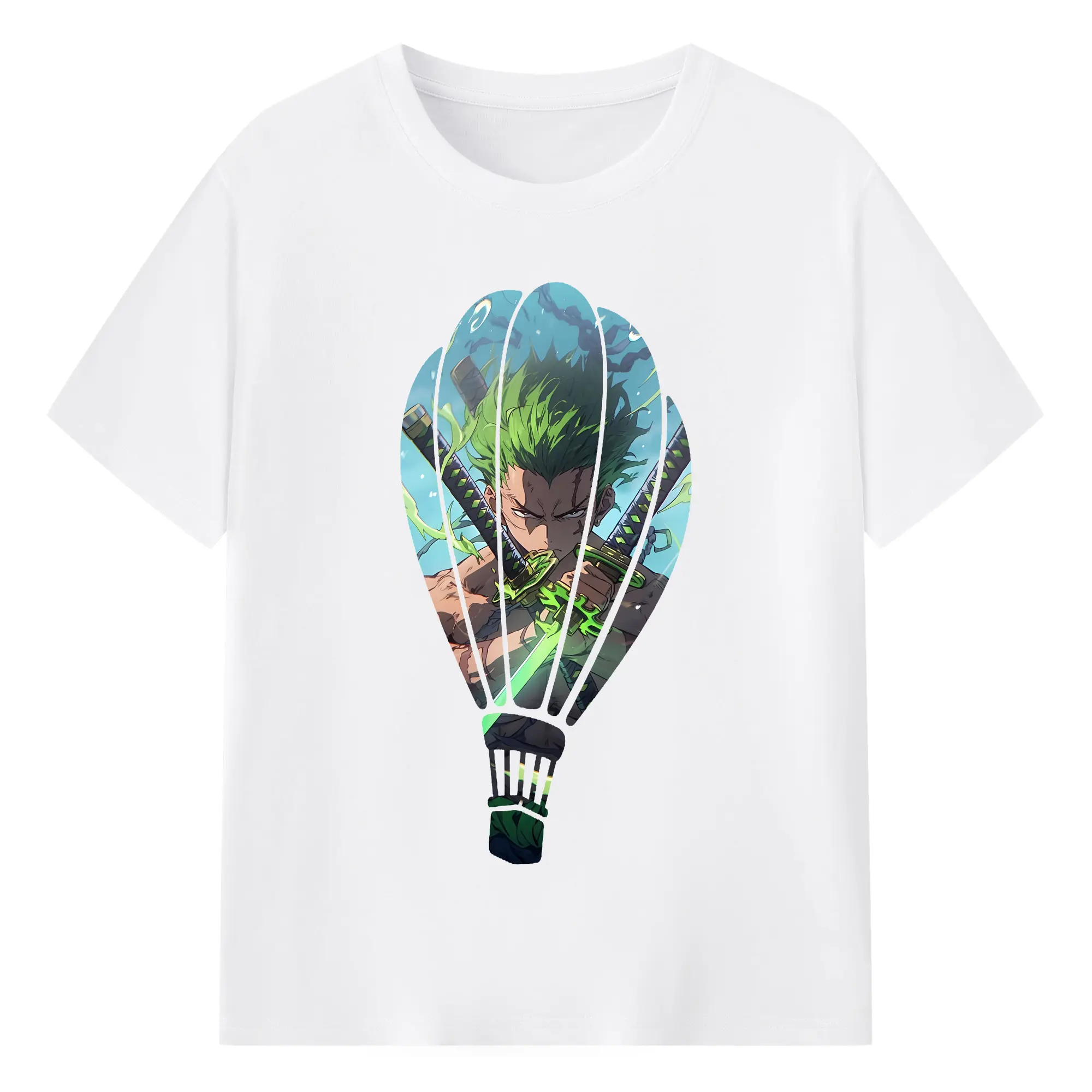 ワンピース グッズ ロロノア・ゾロ - 綿100％ 半袖Tシャツ ・ フロントプリント ・ 快適 通気性 ・ 日常使い 散歩 スポーツ用