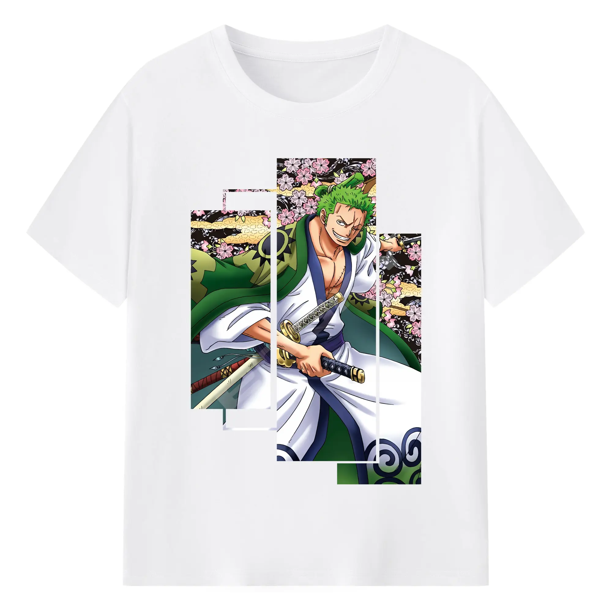 ワンピース グッズ ロロノア・ゾロ - 綿100％ 半袖Tシャツ ・ フロントプリント ・ 快適 通気性 ・ 日常使い 散歩 スポーツ用