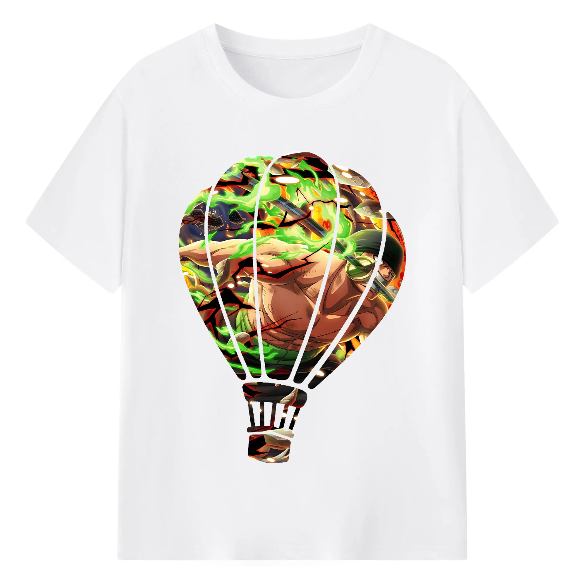 ワンピース グッズ ロロノア・ゾロ - 綿100％ 半袖Tシャツ ・ フロントプリント ・ 快適 通気性 ・ 日常使い 散歩 スポーツ用