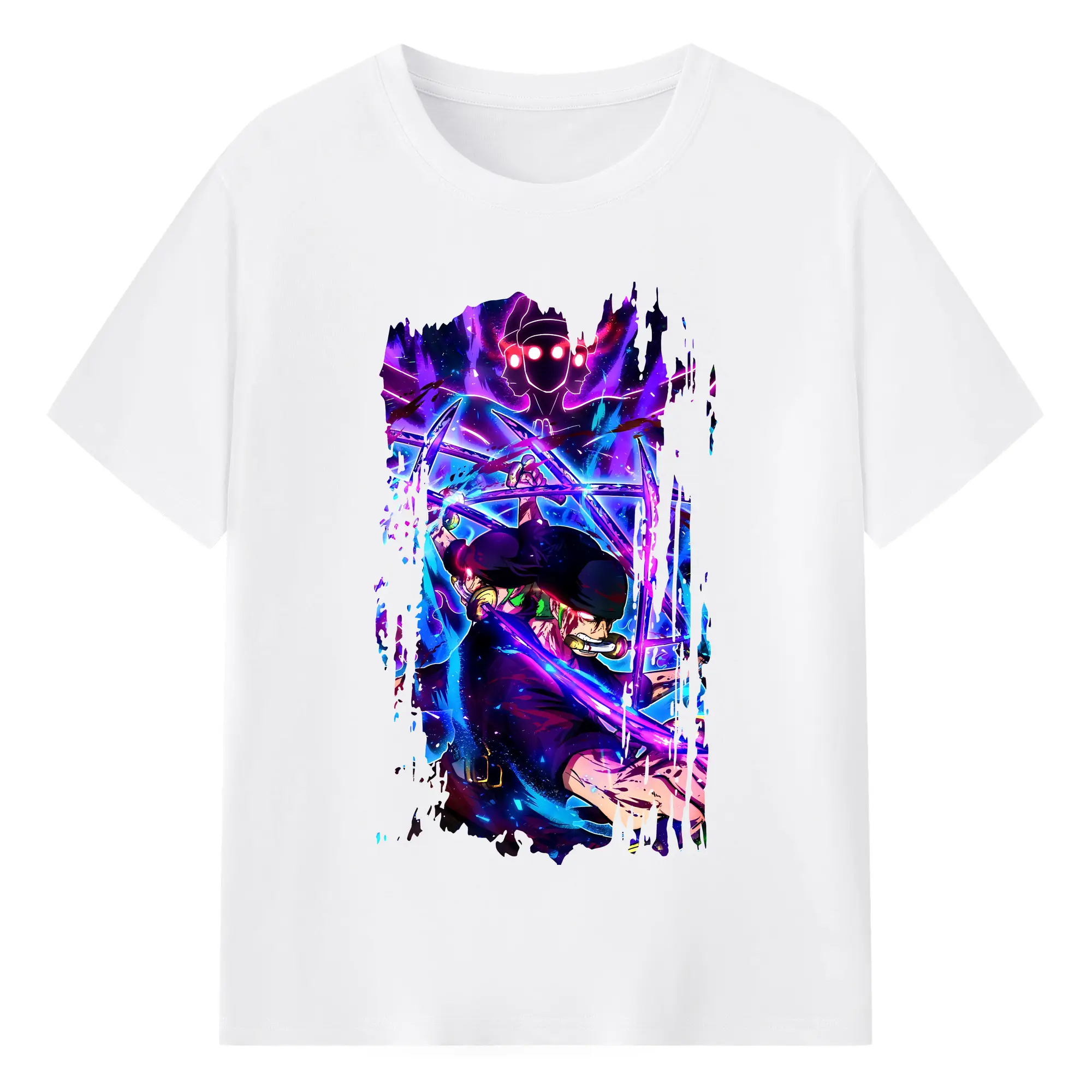 ワンピース グッズ ロロノア・ゾロ - 綿100％ 半袖Tシャツ ・ フロントプリント ・ 快適 通気性 ・ 日常使い 散歩 スポーツ用